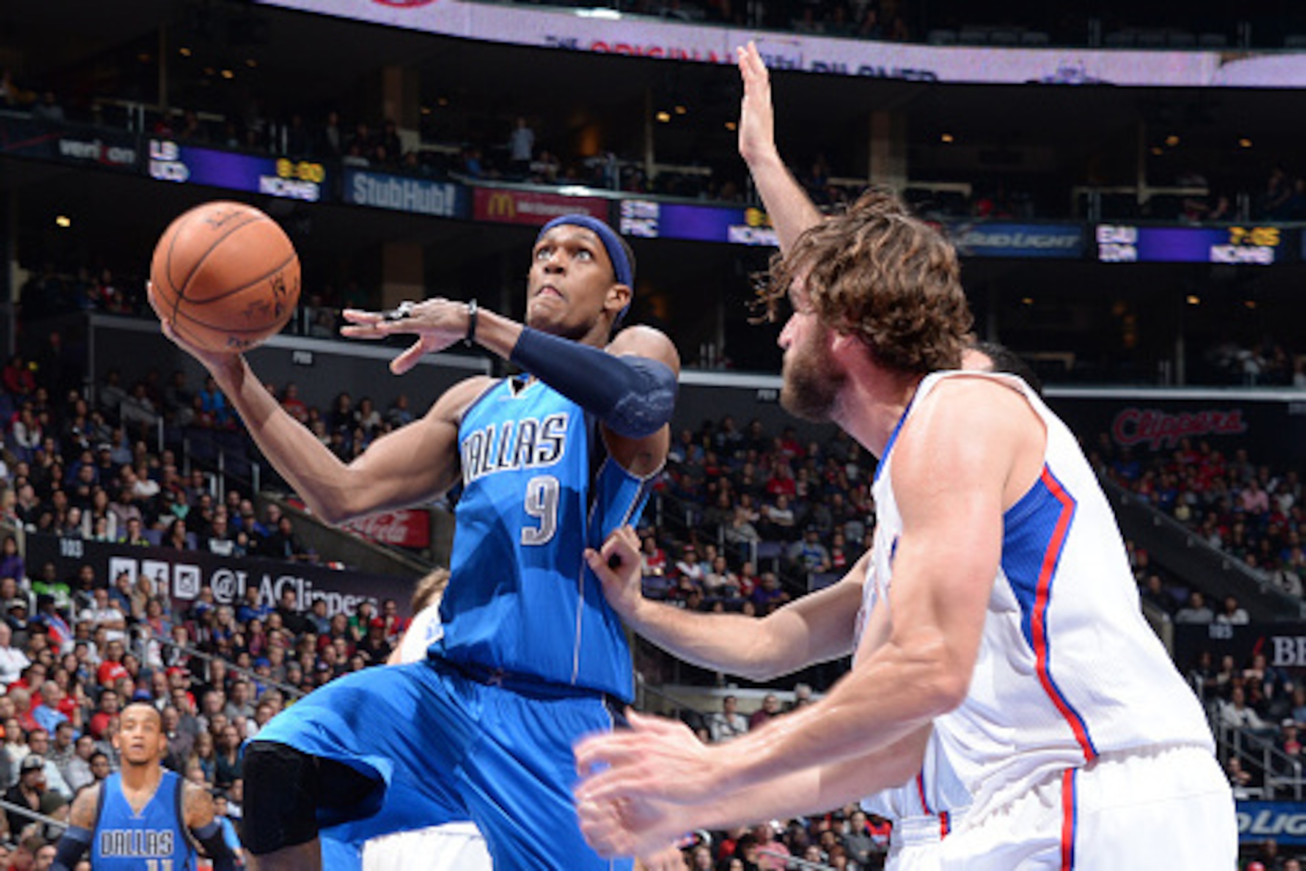 LOS ANGELES, CA - JANUARY 10:  Rajon Rondo #9 of the Dallas Mavericks shoots the ball against the Los Angeles Clippers during the game on January 10, 2015 at STAPLES Center in Los Angeles, California. NOTE TO USER: User expressly acknowledges and agrees t