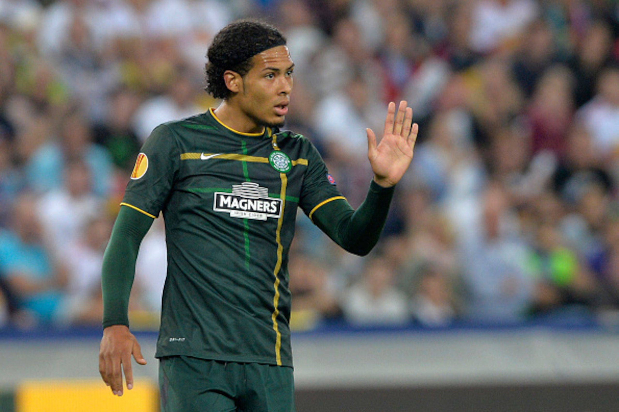 SALZBURG,AUSTRIA - SEPTEMBER 18: Virgil van Dijk of Celtic in action during the UEFA Europa League Group D match between FC Salzburg and Celtic FC on September 18, 2014 in Salzburg,Austria. (Photo by Samuel Kubani/EuroFootball/Getty Images) SALZBURG,AUSTRIA - SEPTEMBER 18: Virgil van Dijk of Celtic in action during the UEFA Europa League Group D match between FC Salzburg and Celtic FC on September 18, 2014 in Salzburg,Austria. (Photo by Samuel Kubani/EuroFootball/Getty Images)