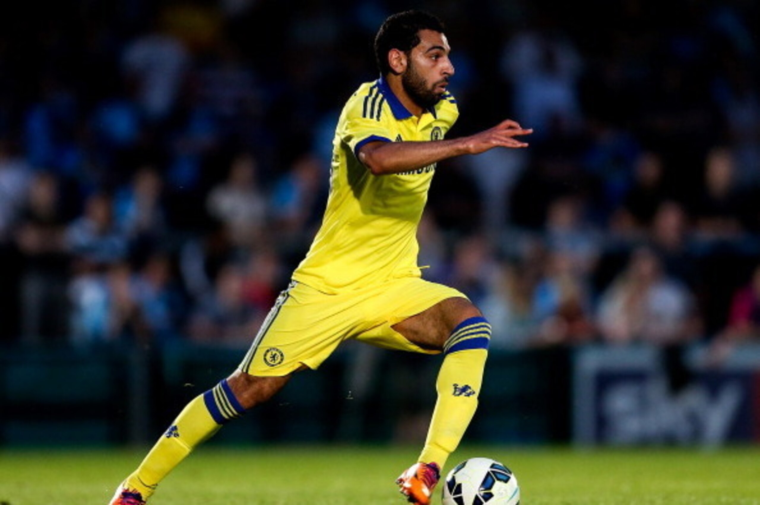 HIGH WYCOMBE, ENGLAND - JULY 16:  Mohamed Salah of Chelsea in action duing the pre season friendly match between Wycombe Wanderers and Chelsea at Adams Park on July 16, 2014 in High Wycombe, England.  (Photo by Ben Hoskins/Getty Images)