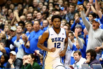 DURHAM, NC - DECEMBER 15:  Justise Winslow #12 of the Duke Blue Devils during their game at Cameron Indoor Stadium on December 15, 2014 in Durham, North Carolina.  (Photo by Streeter Lecka/Getty Images)