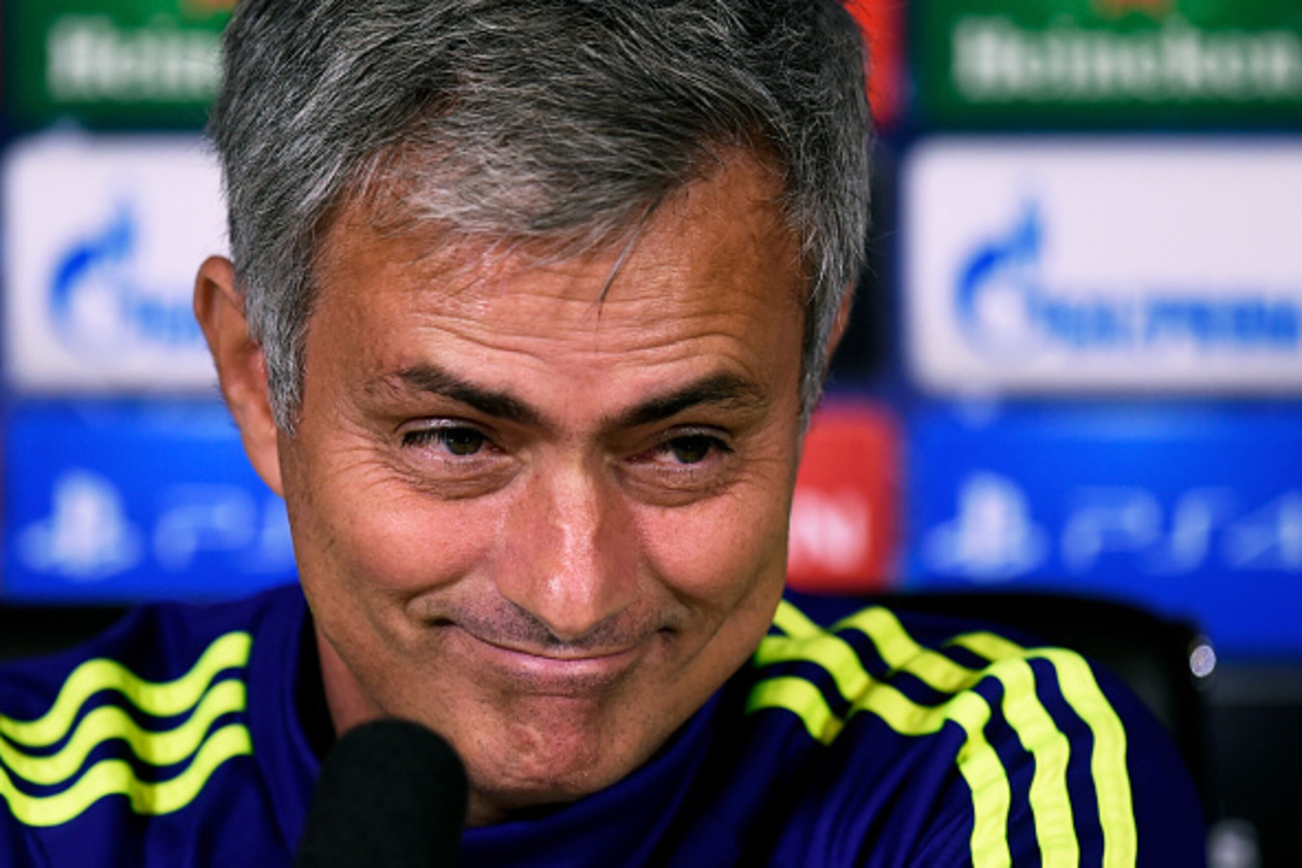LONDON, ENGLAND - OCTOBER 20:  Chelsea manager Jose Mourinho speaks to the media during the Chelsea FC Press Conference ahead of the UEFA Champions League Group G match against NK Maribor at the Chelsea training ground on October 20, 2014 in Cobham, Unite