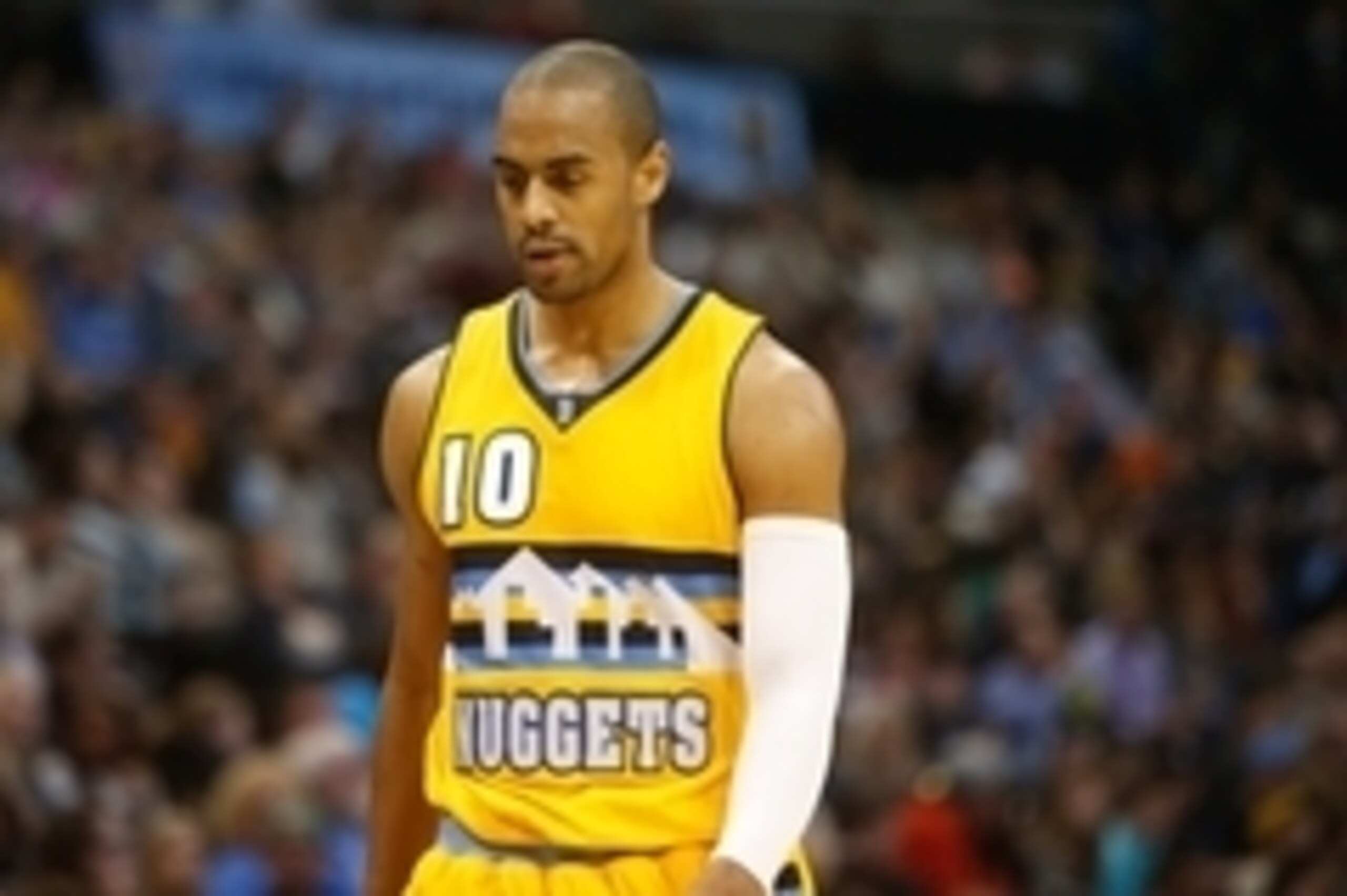 Jan 3, 2015; Denver, CO, USA; Denver Nuggets guard Arron Afflalo (10) during the game against the Memphis Grizzlies at Pepsi Center. Mandatory Credit: Chris Humphreys-USA TODAY Sports Jan 3, 2015; Denver, CO, USA; Denver Nuggets guard Arron Afflalo (10) during the game against the Memphis Grizzlies at Pepsi Center. Mandatory Credit: Chris Humphreys-USA TODAY Sports
