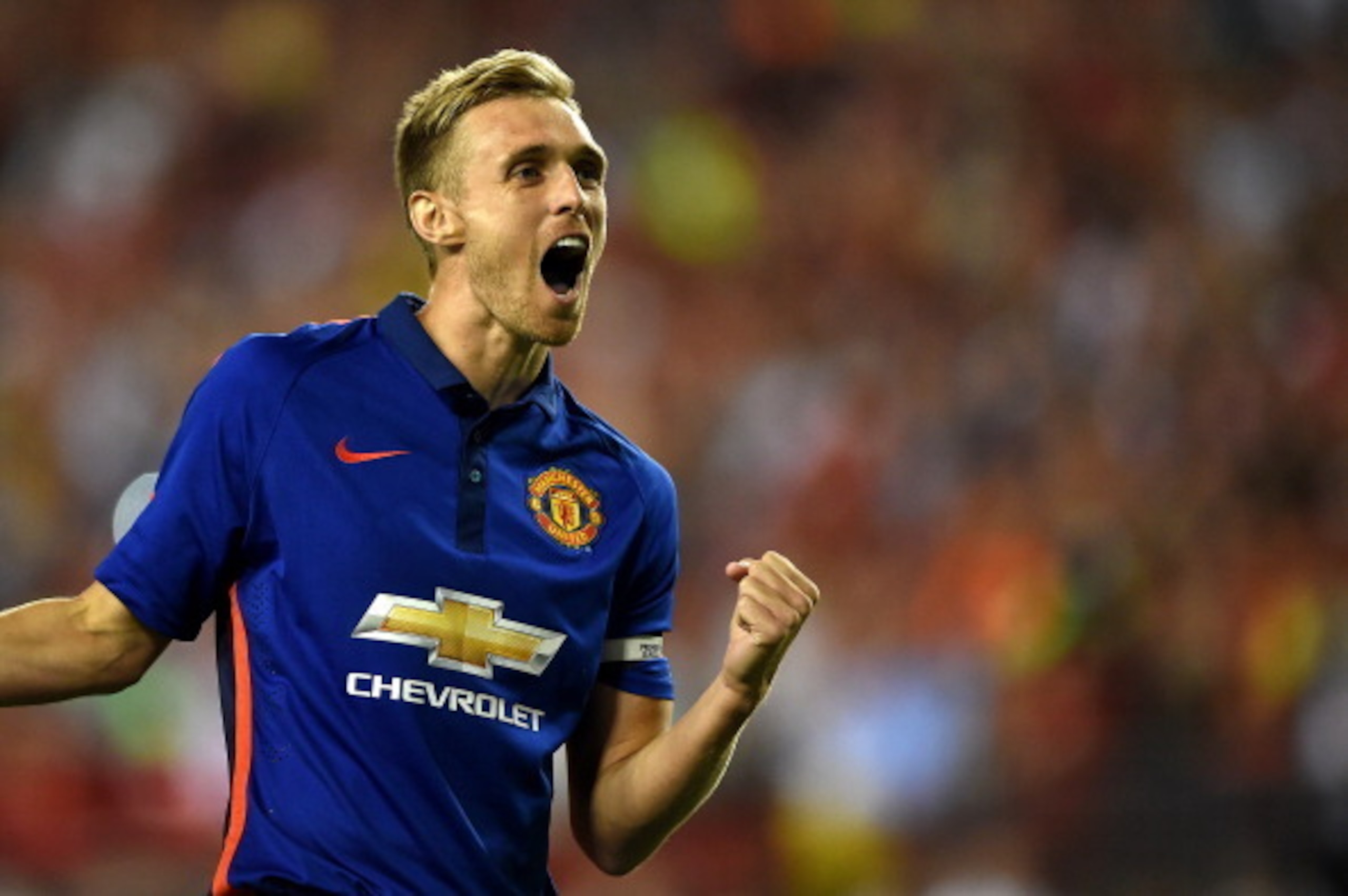 LANDOVER, MD - JULY 29: Darren Fletcher #24 of Manchester United celebrates after scoring the game-winning goal in penalty shootouts against Inter Milan during their match in the International Champions Cup 2014 at FedExField on July 29, 2014 in Landover,
