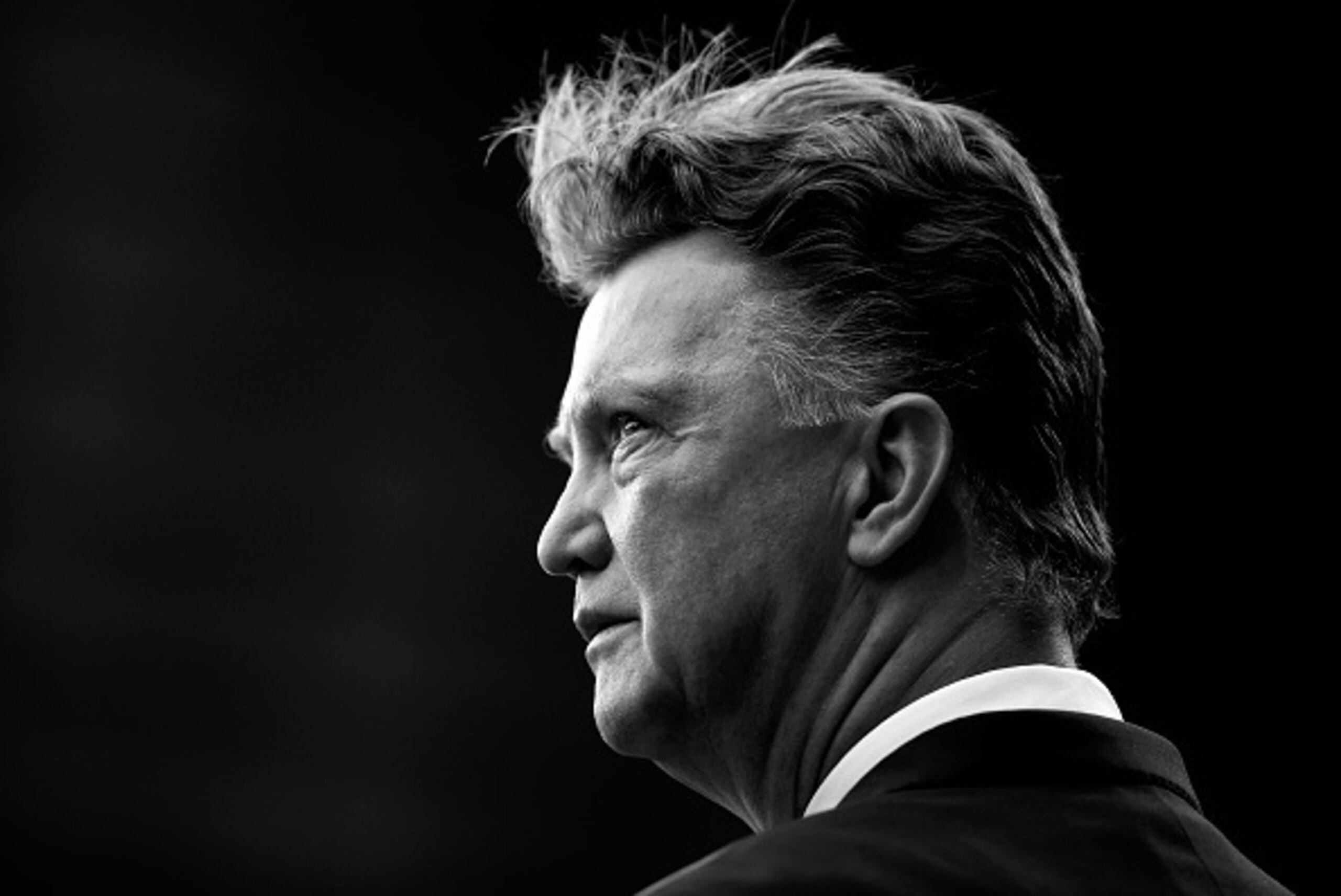 MANCHESTER, ENGLAND - NOVEMBER 08: (EDITORS NOTE: THIS IMAGE HAS BEEN CONVERTED TO BLACK & WHITE) Manchester United Manager Louis van Gaal looks on prior to the Barclays Premier League match between Manchester United and Crystal Palace at Old Trafford on MANCHESTER, ENGLAND - NOVEMBER 08: (EDITORS NOTE: THIS IMAGE HAS BEEN CONVERTED TO BLACK & WHITE) Manchester United Manager Louis van Gaal looks on prior to the Barclays Premier League match between Manchester United and Crystal Palace at Old Trafford on
