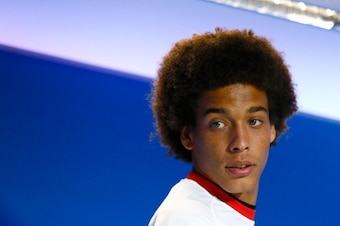 SALVADOR, BRAZIL - JUNE 30:  Axel Witsel of Belgium enters the room to speak to the media during a press conference at Arena Fonte Nova on June 30, 2014 in Salvador, Brazil.  (Photo by Kevin C. Cox/Getty Images)