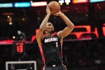 January 11, 2015; Los Angeles, CA, USA; Miami Heat center Chris Bosh (1) shoots a basket against the Los Angeles Clippers during the first half at Staples Center. Mandatory Credit: Gary A. Vasquez-USA TODAY Sports