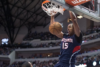 Dec 22, 2014; Dallas, TX, USA; Atlanta Hawks center Al Horford (15) dunks the ball against the Dallas Mavericks during the first half at the American Airlines Center. Mandatory Credit: Jerome Miron-USA TODAY Sports