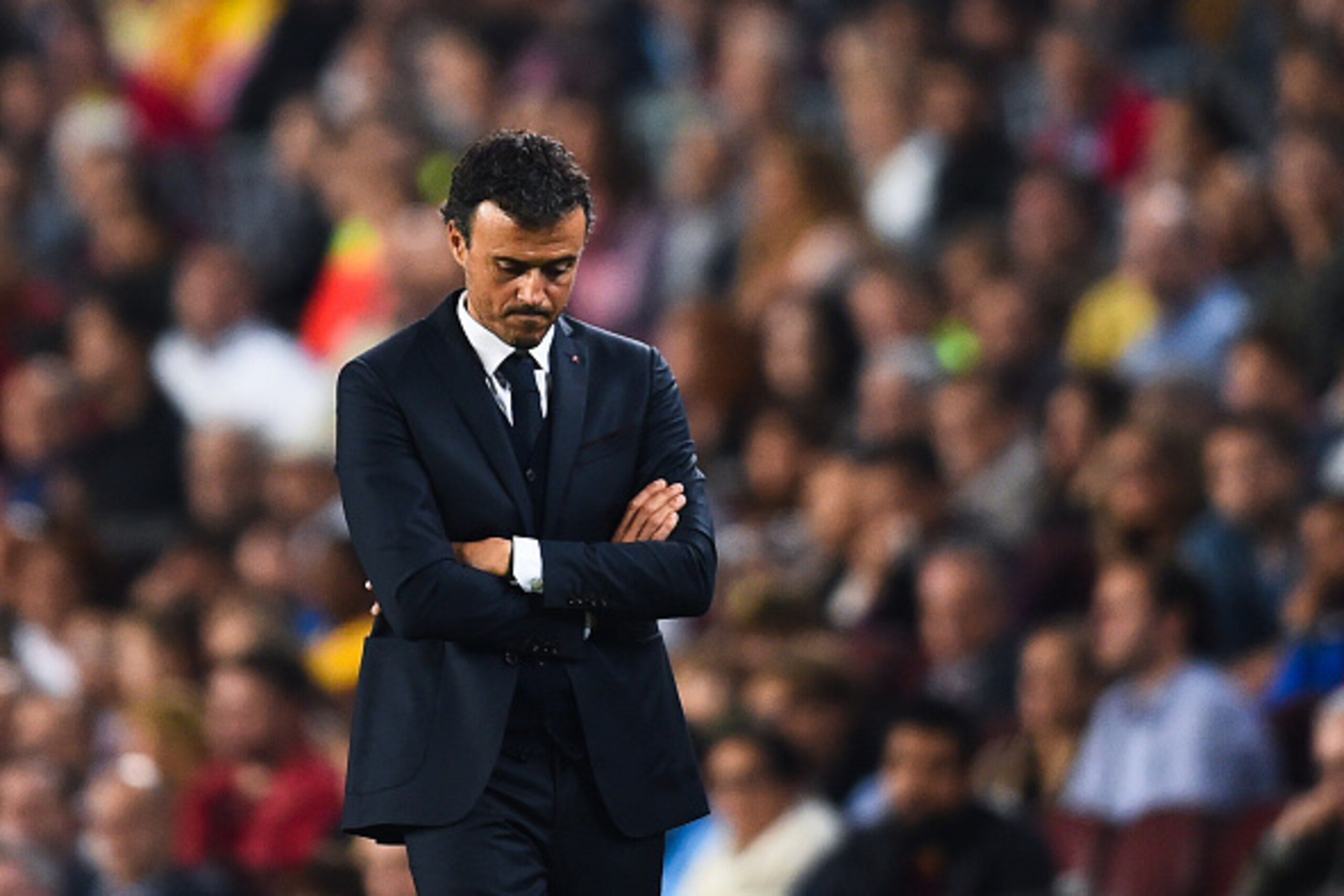 BARCELONA, SPAIN - NOVEMBER 01:  Head coach Luis Enrique of FC Barcelona looks on during the La Liga match between FC Barcelona and Celta de Vigo at Camp Nou on November 1, 2014 in Barcelona, Spain.  (Photo by David Ramos/Getty Images)