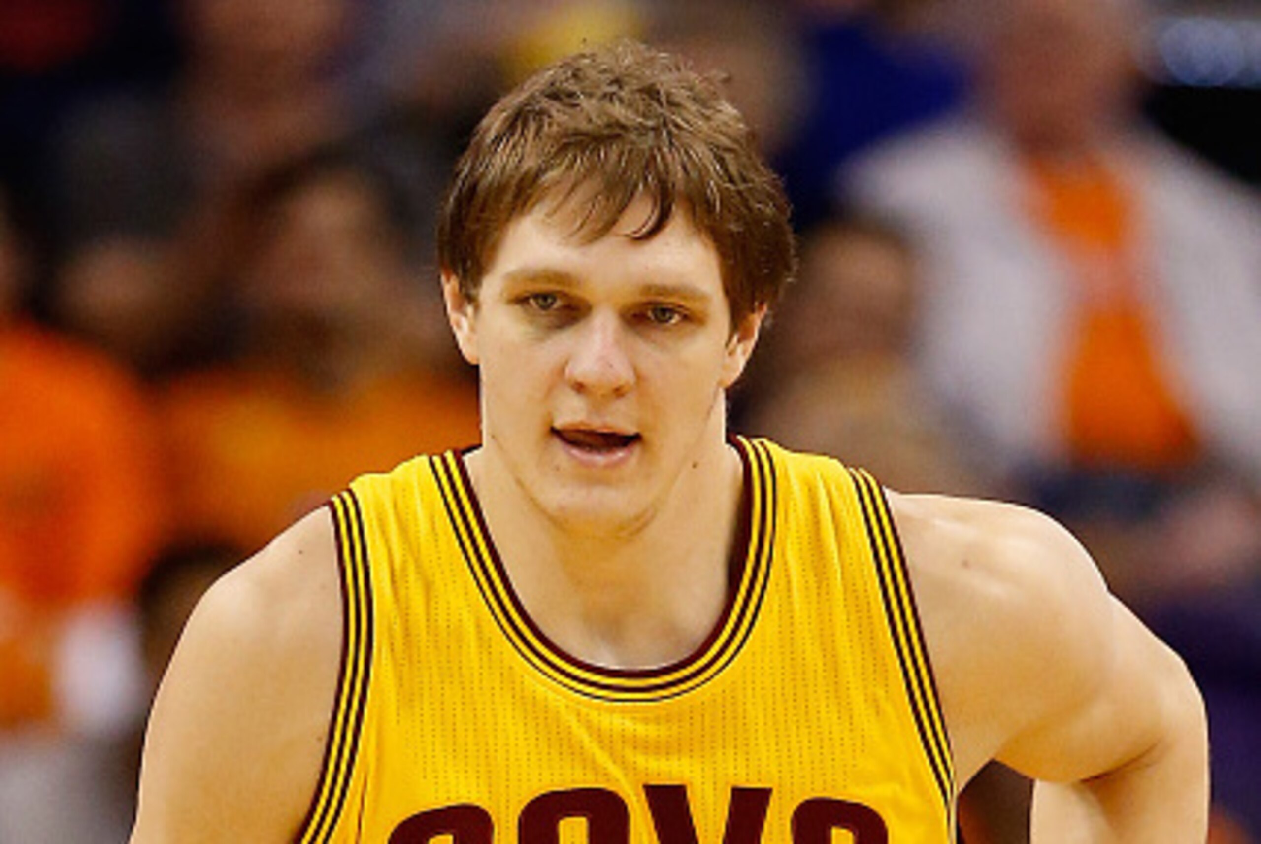 PHOENIX, AZ - JANUARY 13:  Timofey Mozgov #20 of the Cleveland Cavaliers during the NBA game against the Phoenix Suns at US Airways Center on January 13, 2015 in Phoenix, Arizona.  NOTE TO USER: User expressly acknowledges and agrees that, by downloading 
