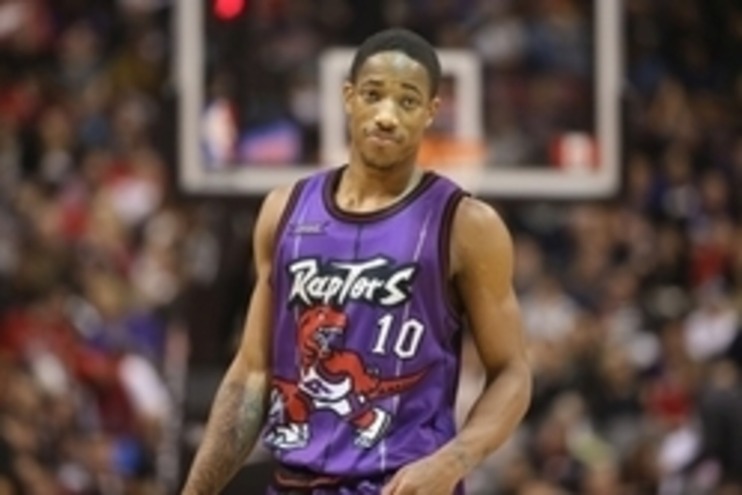 Nov 28, 2014; Toronto, Ontario, CAN; Toronto Raptors guard DeMar DeRozan (10) against the Dallas Mavericks at Air Canada Centre. The Mavericks beat the Raptors 106-102. Mandatory Credit: Tom Szczerbowski-USA TODAY Sports