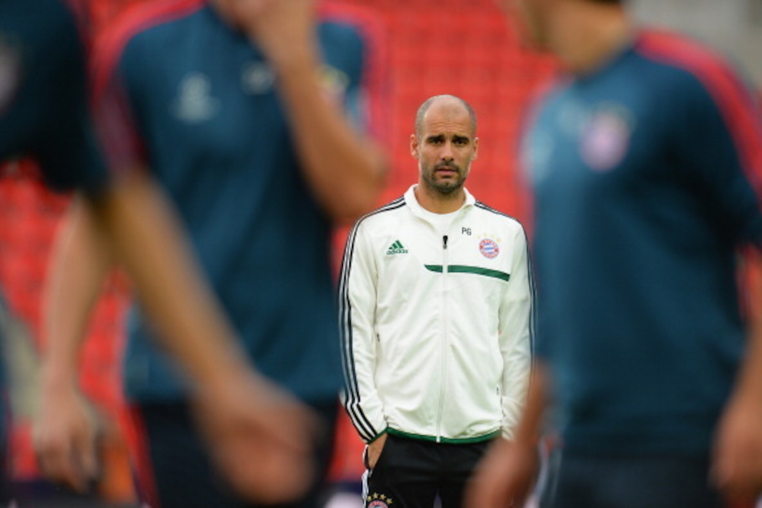 PRAGUE, CZECH REPUBLIC - AUGUST 29:  Pep Guardiola the FC Bayern Munchen coach during a training session prior to the UEFA Super Cup match between FC Bayern Munchen and Chelsea at Stadion Eden on August 29, 2013 in Prague, Czech Republic.  (Photo by Shaun