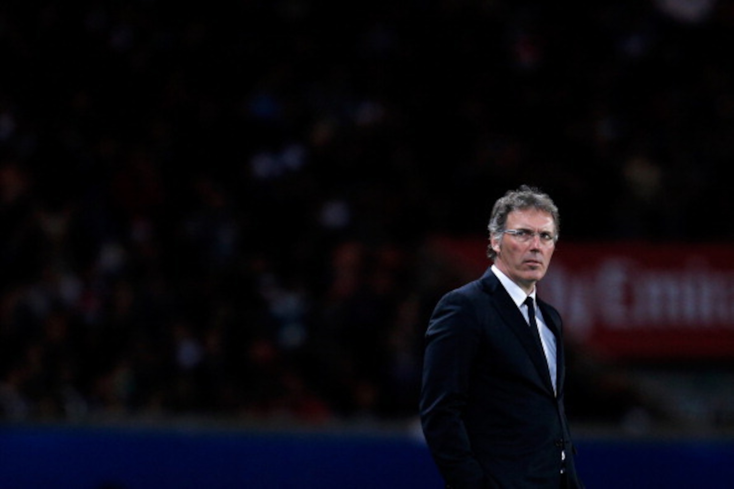 PARIS, FRANCE - MAY 07:  PSG Manager / Head Coach, Laurent Blanc looks on during the Ligue 1 match between Paris Saint-Germain FC and Stade Rennais FC at Parc des Princes on May 7, 2014 in Paris, France.  (Photo by Dean Mouhtaropoulos/Getty Images)