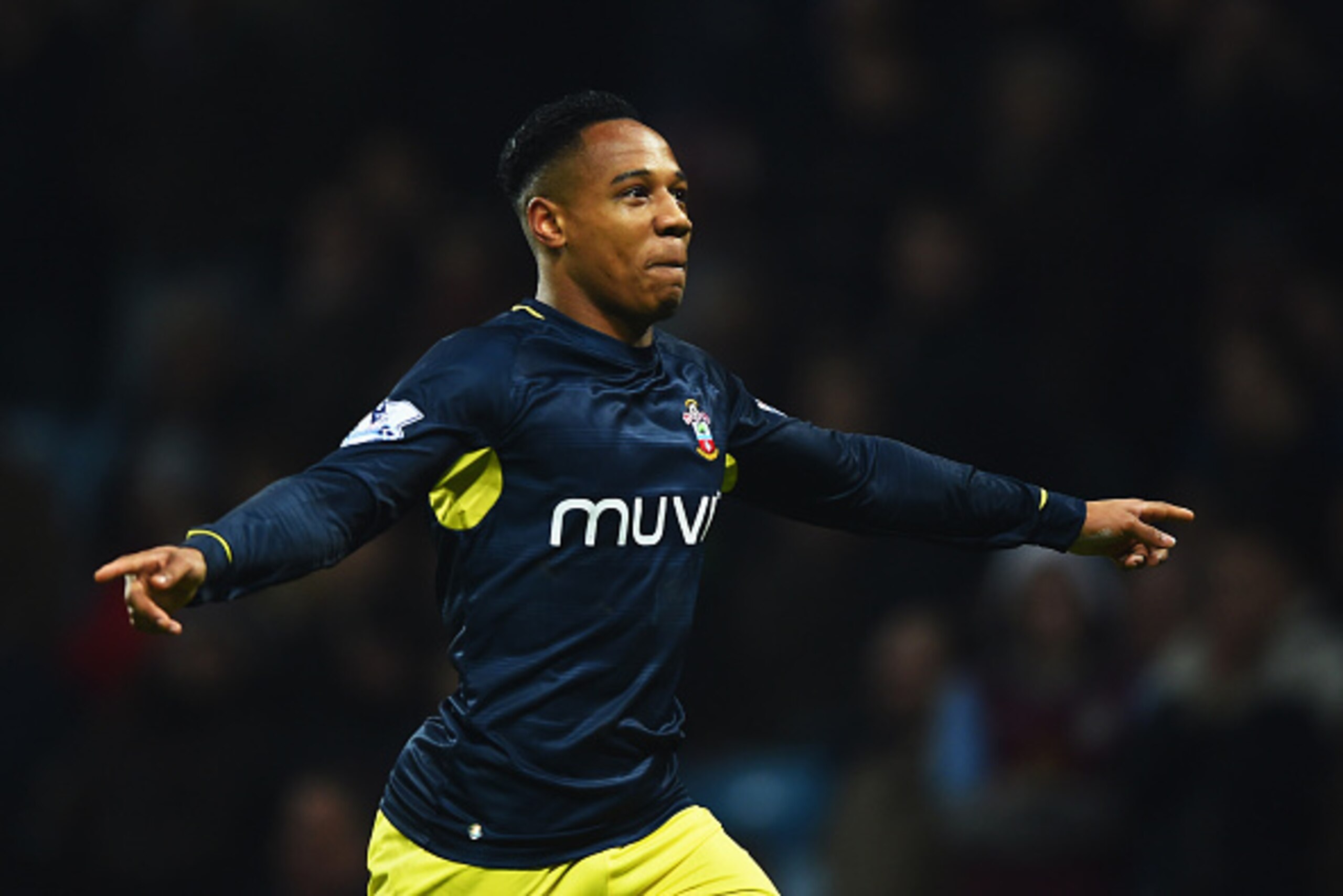 BIRMINGHAM, ENGLAND - NOVEMBER 24:  Nathaniel Clyne of Southampton celebrates as he scores their first and equalising goal during the Barclays Premier League match between Aston Villa and Southampton at Villa Park on November 24, 2014 in Birmingham, Engla