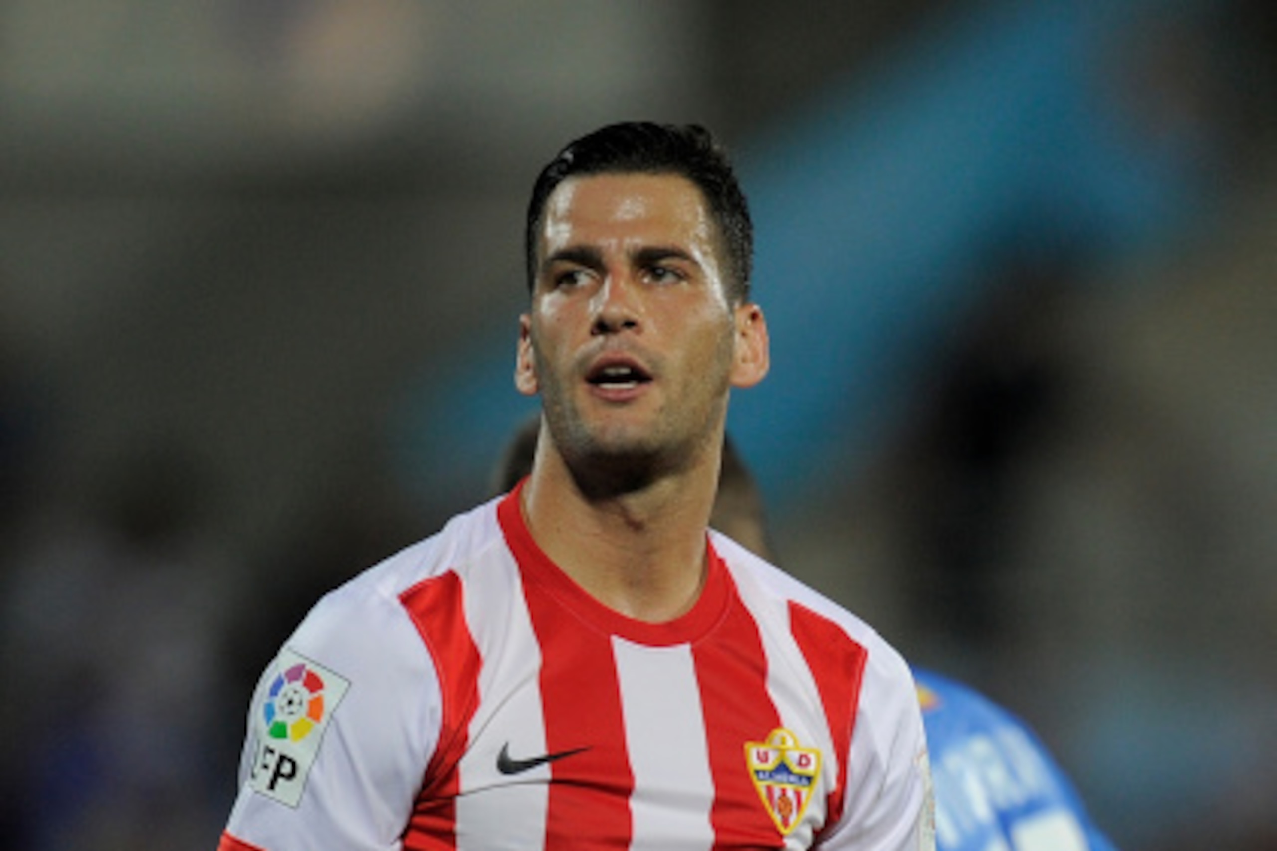 GETAFE, SPAIN - AUGUST 29:  Edgar Mendez of UD Almeria looks on during the La Liga match between Getafe CF and UD Almeria at Coliseum Alfonso Perez on August 29, 2014 in Getafe, Spain.  (Photo by Denis Doyle/Getty Images)