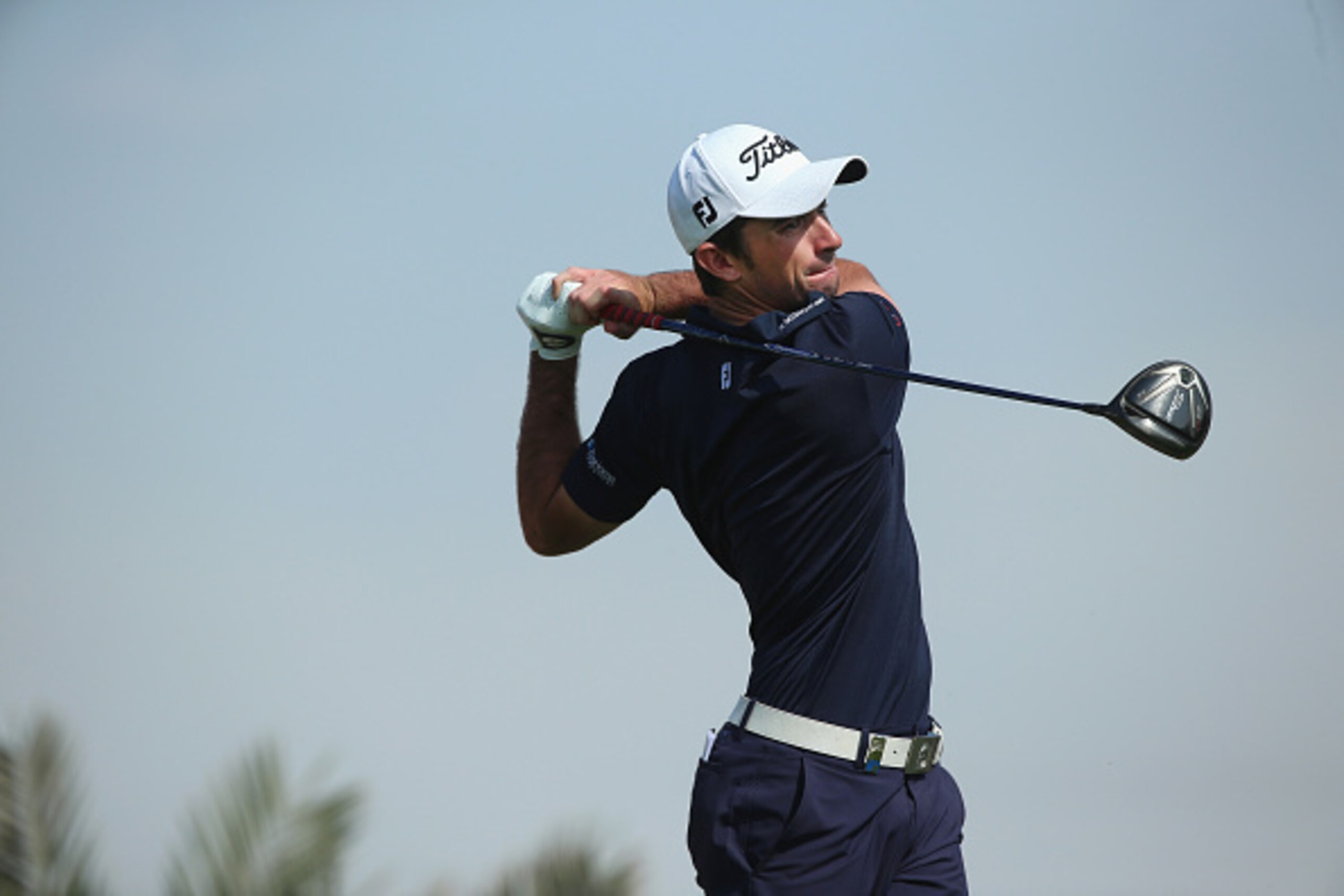 ABU DHABI, UNITED ARAB EMIRATES - JANUARY 18:  Gary Stal of France hits his tee-shot on the third hole during the final round of the Abu Dhabi HSBC Golf Championship at the Abu Dhabi Golf Cub on January 18, 2015 in Abu Dhabi, United Arab Emirates.  (Photo