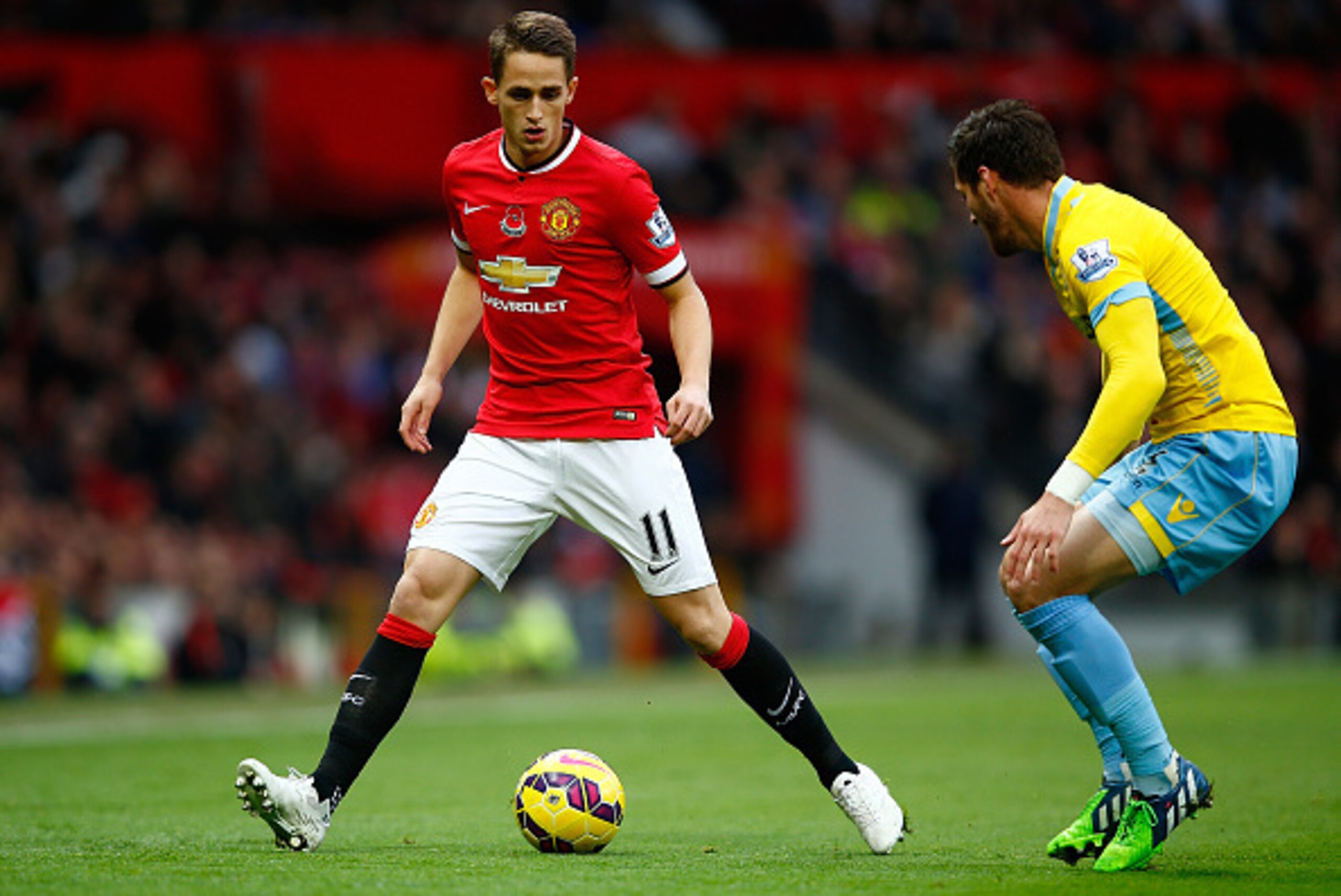 MANCHESTER, ENGLAND - NOVEMBER 08: Adnan Januzaj of Manchester United competes with Joel Ward of Crystal Palace during the Barclays Premier League match between Manchester United and Crystal Palace at Old Trafford on November 8, 2014 in Manchester, Engla MANCHESTER, ENGLAND - NOVEMBER 08: Adnan Januzaj of Manchester United competes with Joel Ward of Crystal Palace during the Barclays Premier League match between Manchester United and Crystal Palace at Old Trafford on November 8, 2014 in Manchester, Engla