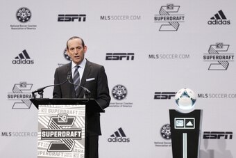 INDIANAPOLIS, IN - JANUARY 17: MLS commissioner Don Garber speaks prior to the 2013 MLS SuperDraft Presented by Adidas at the Indiana Convention Center on January 17, 2013 in Indianapolis, Indiana. (Photo by Joe Robbins/Getty Images)