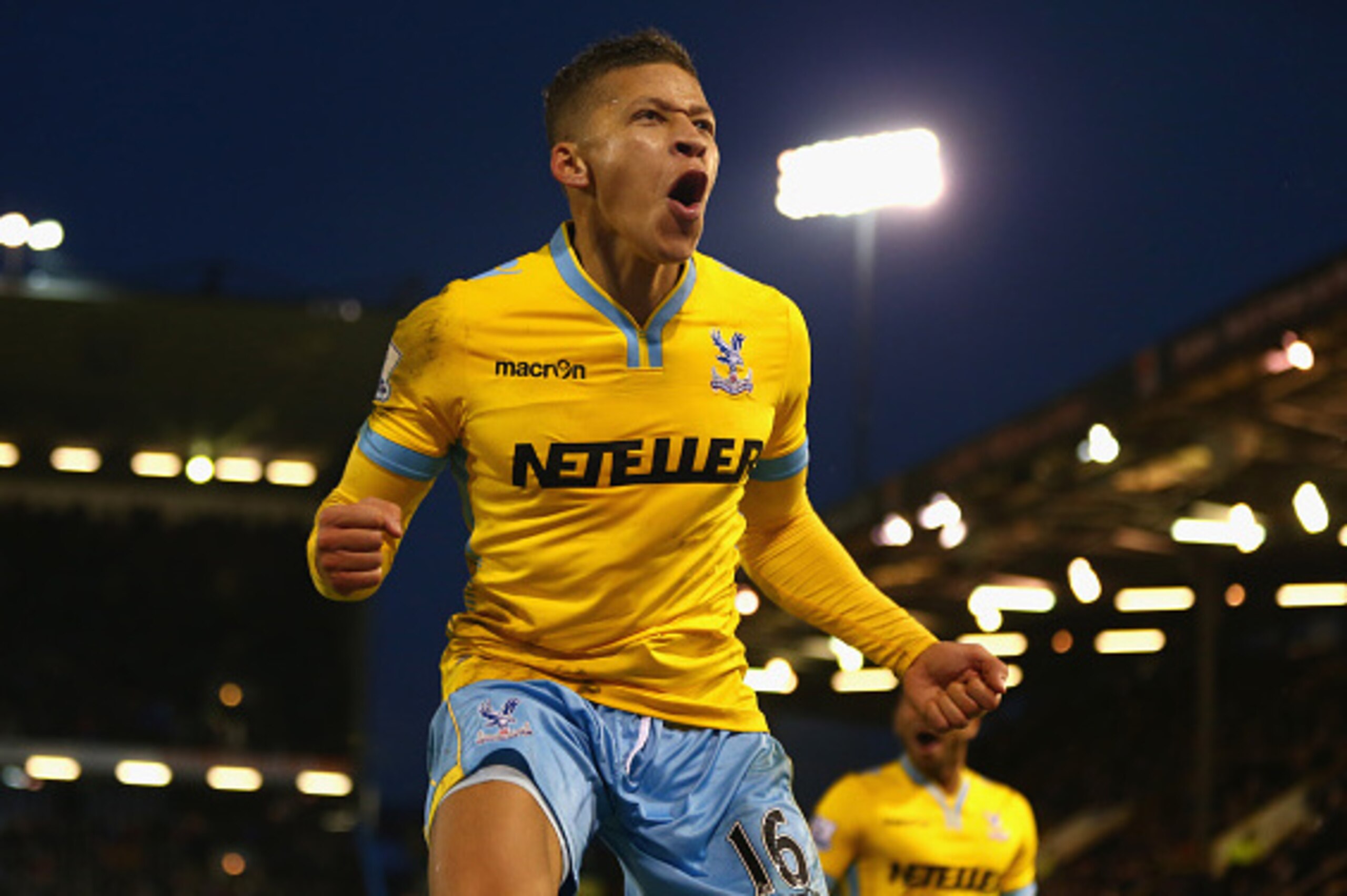 BURNLEY, ENGLAND - JANUARY 17:  Dwight Gayle of Crystal Palace celebrates scoring their third goal during the Barclays Premier League match between Burnley and Crystal Palace at Turf Moor on January 17, 2015 in Burnley, England.  (Photo by Michael Steele/