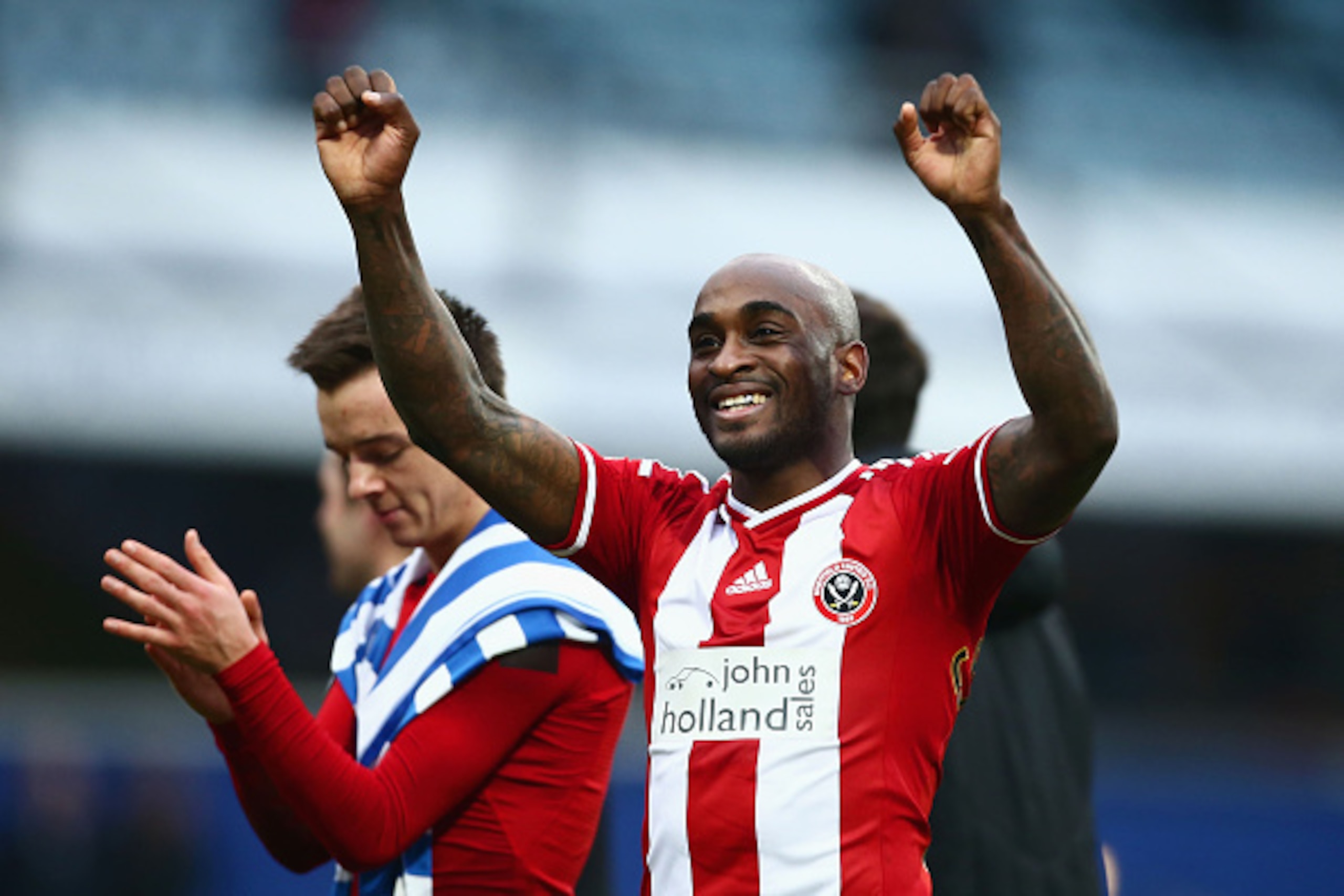 LONDON, ENGLAND - JANUARY 04:  Jamal Campbell-Ryce of Sheffield United celebrates victory after the FA Cup Third Round match between Queens Park Rangers and Sheffield United at Loftus Road on January 4, 2015 in London, England.  (Photo by Jordan Mansfield