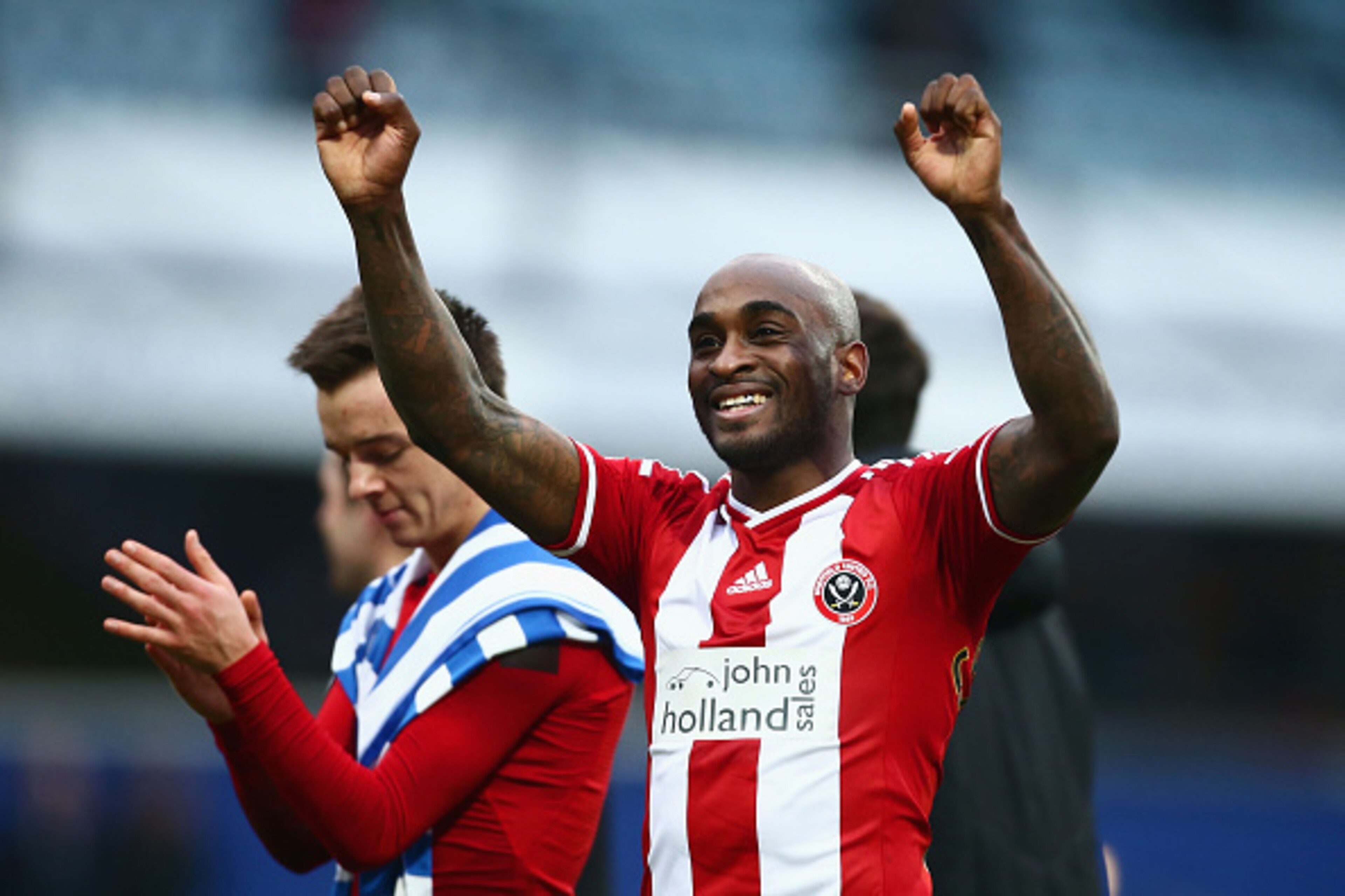 LONDON, ENGLAND - JANUARY 04:  Jamal Campbell-Ryce of Sheffield United celebrates victory after the FA Cup Third Round match between Queens Park Rangers and Sheffield United at Loftus Road on January 4, 2015 in London, England.  (Photo by Jordan Mansfield