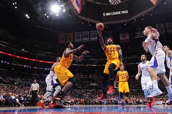 LOS ANGELES, CA -  JANUARY 16: LeBron James #23 of the Cleveland Cavaliers shoots the ball against the Los Angeles Clippers during the game on January 16, 2015 at STAPLES Center in Los Angeles, California. NOTE TO USER: User expressly acknowledges and agr