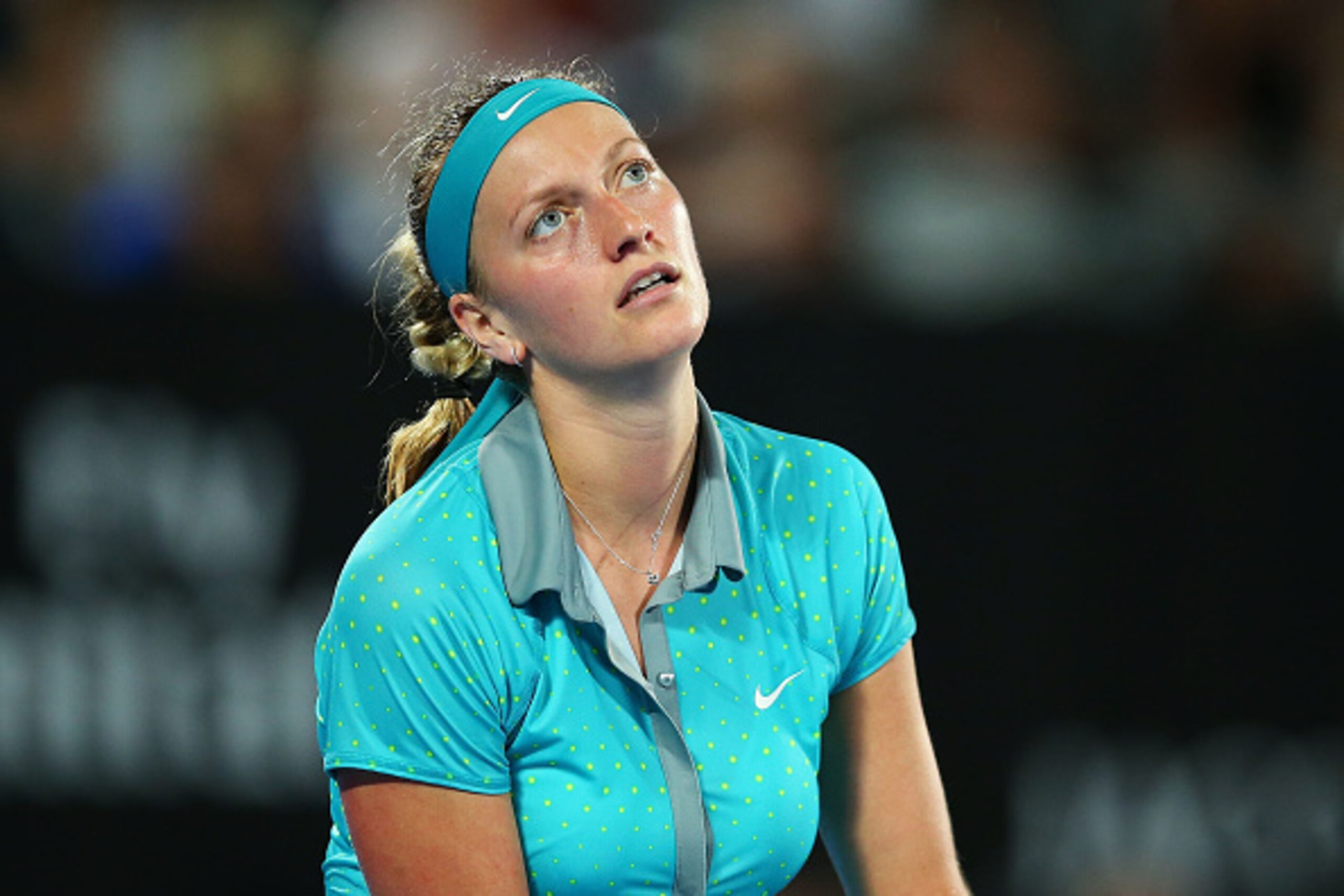 SYDNEY, AUSTRALIA - JANUARY 16: Petra Kvitova of the Czech Republic reacts after losing a point in the Womens Singles Final match against Karolina Pliskova of the Czech Republic during day six of the 2015 Sydney International at Sydney Olympic Park Tenni SYDNEY, AUSTRALIA - JANUARY 16: Petra Kvitova of the Czech Republic reacts after losing a point in the Womens Singles Final match against Karolina Pliskova of the Czech Republic during day six of the 2015 Sydney International at Sydney Olympic Park Tenni