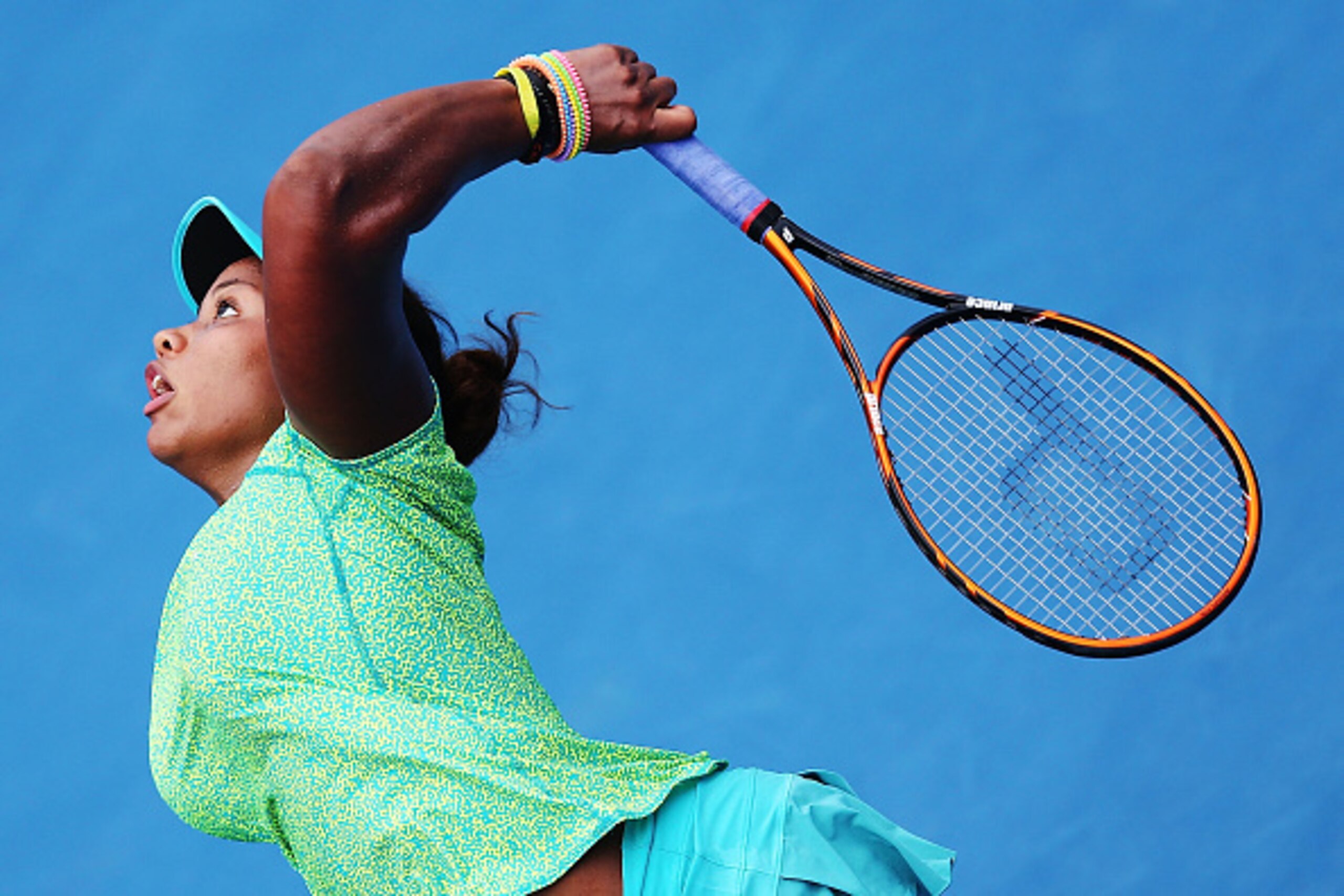 AUCKLAND, NEW ZEALAND - JANUARY 05: Taylor Townsend of USA serves against Yanina Wickmayer of Belgium during day one of the 2015 ASB Classic at ASB Tennis Centre on January 5, 2015 in Auckland, New Zealand. (Photo by Anthony Au-Yeung/Getty Images) AUCKLAND, NEW ZEALAND - JANUARY 05: Taylor Townsend of USA serves against Yanina Wickmayer of Belgium during day one of the 2015 ASB Classic at ASB Tennis Centre on January 5, 2015 in Auckland, New Zealand. (Photo by Anthony Au-Yeung/Getty Images)