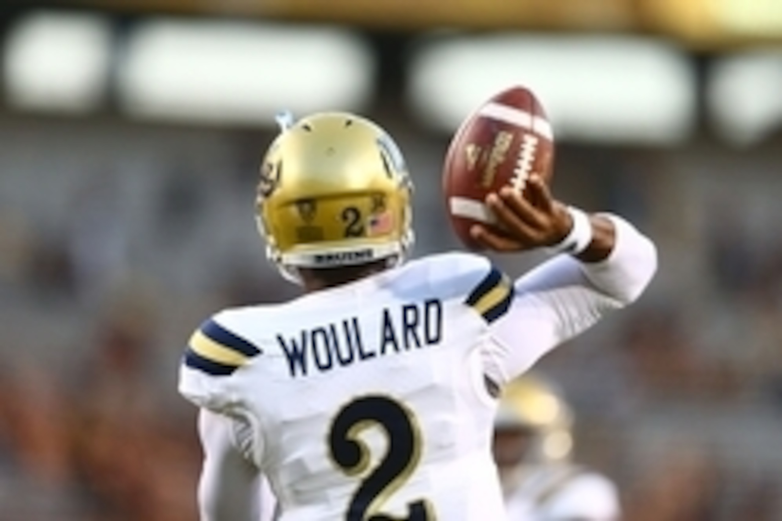 Sep 25, 2014; Tempe, AZ, USA; UCLA Bruins quarterback Asiantii Woulard (2) against the Arizona State Sun Devils at Sun Devil Stadium. Mandatory Credit: Mark J. Rebilas-USA TODAY Sports
