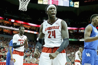 LOUISVILLE, KY - DECEMBER 27:  Montrezl Harrell #24 of the Louisville Cardinals celebrates during the game against the  Kentucky Wilcats at KFC YUM! Center on December 27, 2014 in Louisville, Kentucky.  (Photo by Andy Lyons/Getty Images)