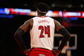 NEW YORK, NY - DECEMBER 09:  Montrezl Harrell #24 of the Louisville Cardinals looks on against Indiana Hoosiers during their game at the Jimmy V Classic in Madison Square Garden on December 9, 2014 in New York City.  (Photo by Al Bello/Getty Images)
