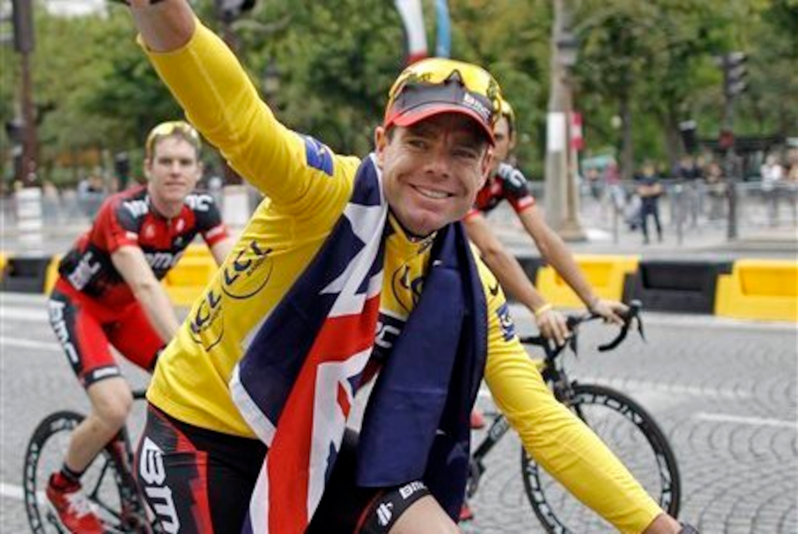 Yellow on the Champs-Elysees at last. With the help of his BMC team-mates, the 2011 Tour de France saw Evans become Australia's first winner of cycling's biggest event. Yellow on the Champs-Elysees at last. With the help of his BMC team-mates, the 2011 Tour de France saw Evans become Australia's first winner of cycling's biggest event.