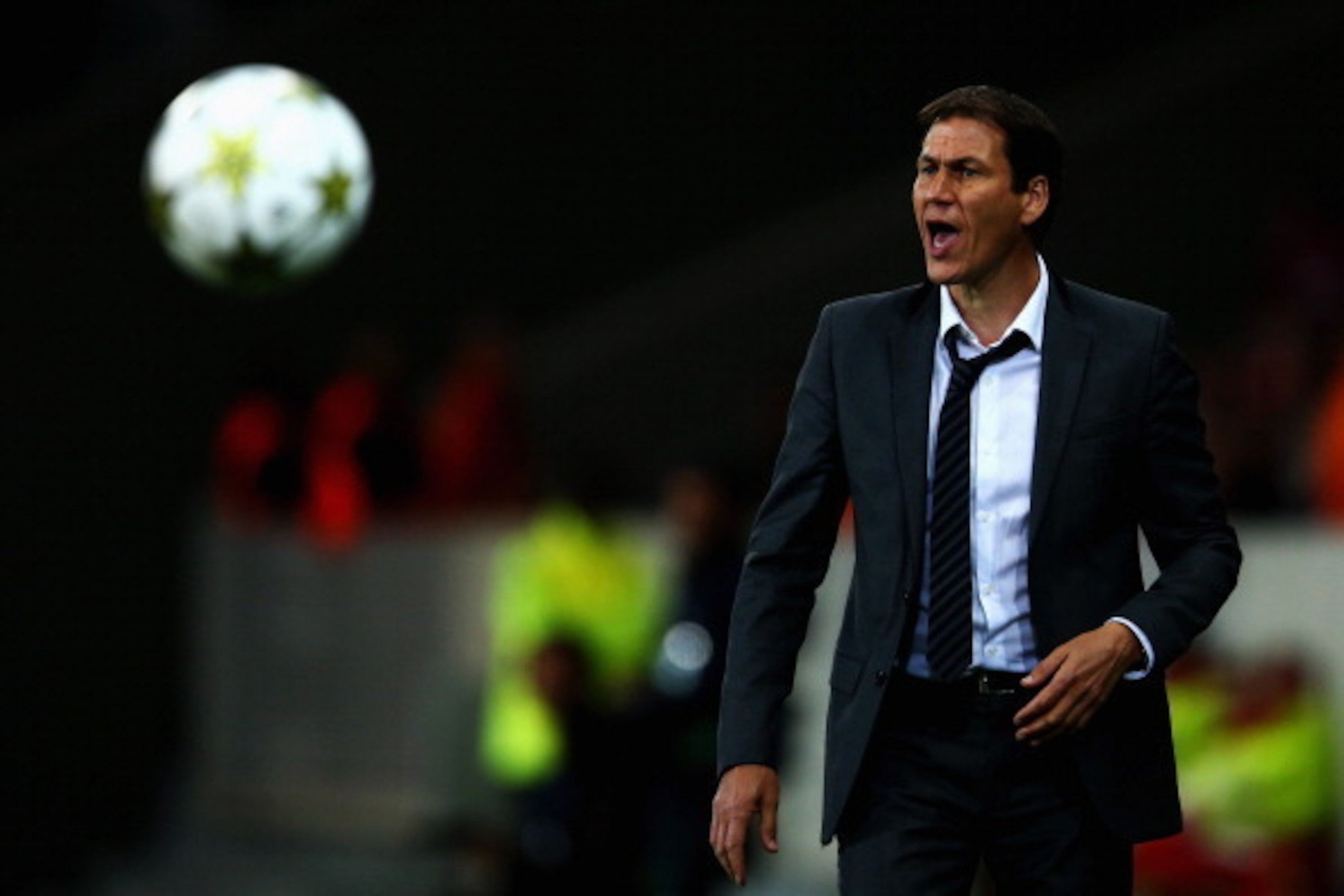 LILLE, FRANCE - SEPTEMBER 19: Lille Manager, Rudi Garcia shouts instructions from the sidelines during the Group F UEFA Champions League match between LOSC Lille Metropole and FC BATE Borisov at the Grand Stade Lille Metropole on September 19, 2012 in Li LILLE, FRANCE - SEPTEMBER 19: Lille Manager, Rudi Garcia shouts instructions from the sidelines during the Group F UEFA Champions League match between LOSC Lille Metropole and FC BATE Borisov at the Grand Stade Lille Metropole on September 19, 2012 in Li