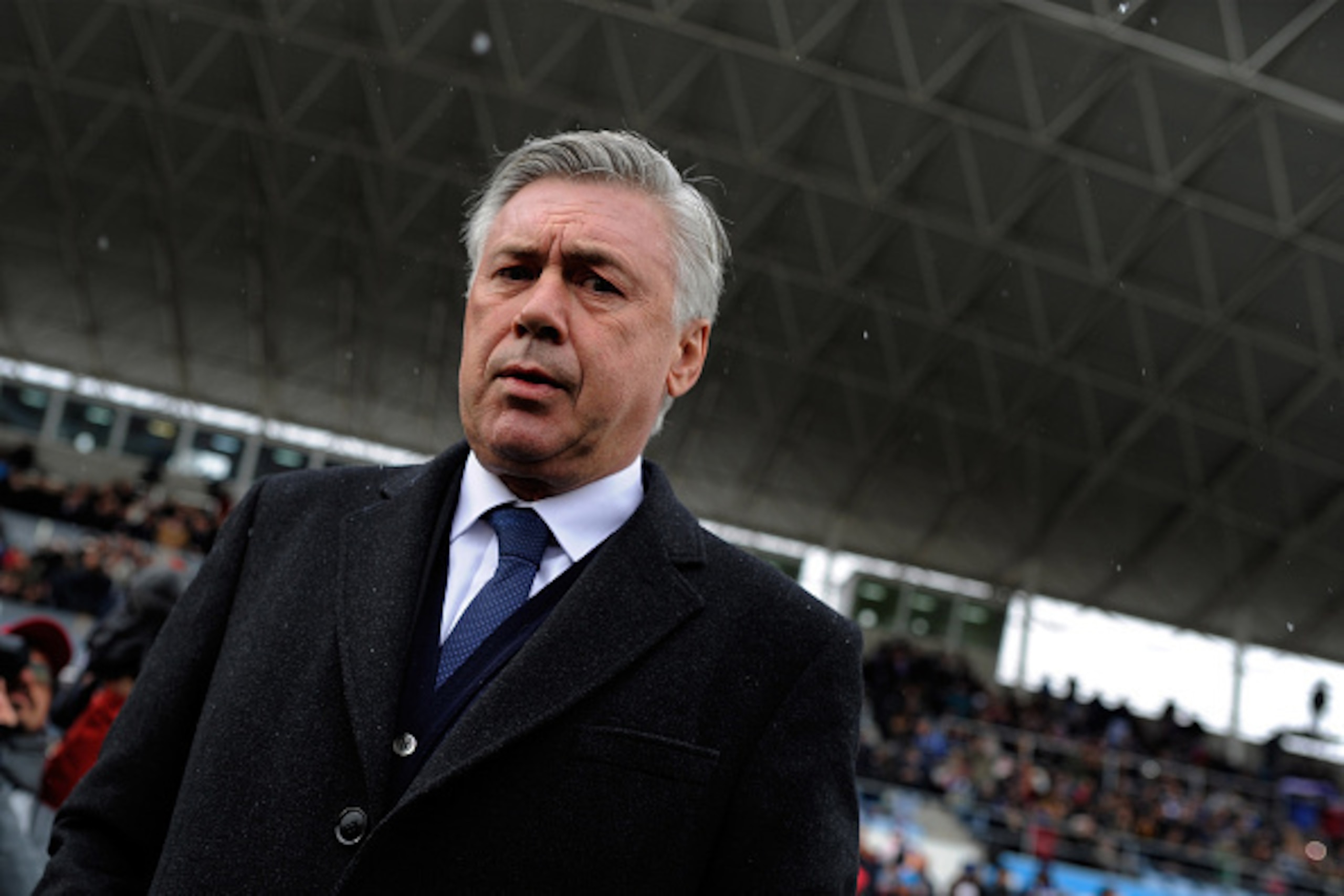 GETAFE, SPAIN - JANUARY 18:  Head coach Carlo Ancelotti of Real Madrid CF looks on during the La Liga match between Getafe CF and Real Madrid CF at Coliseum Alfonso Perez stadium on January 18, 2015 in Getafe, Spain.  (Photo by Denis Doyle/Getty Images)