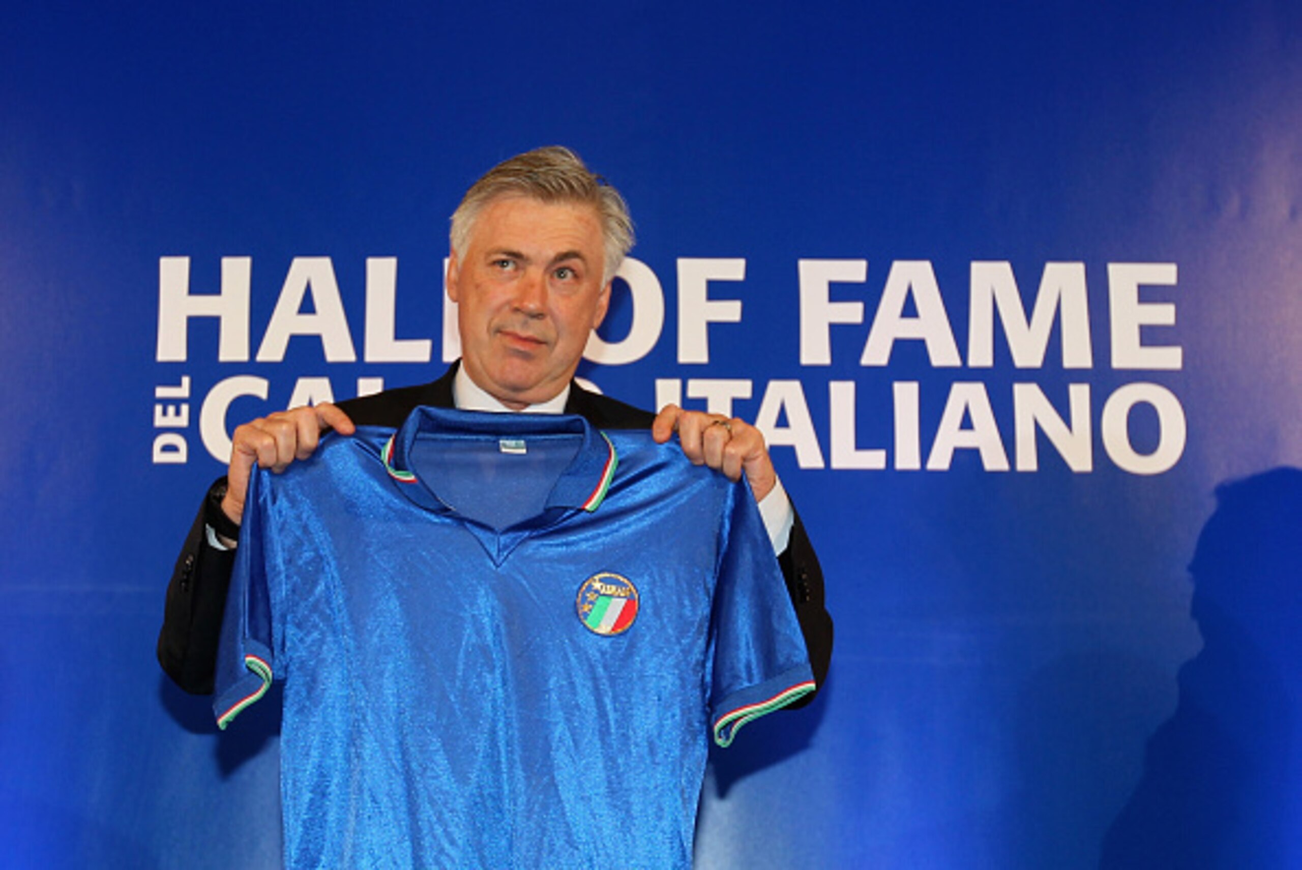 FLORENCE, ITALY - JANUARY 19:  Real Madrid head coach Carlo Ancelotti poses during the Italian Football Federation Hall of Fame Award ceremony at Palazzo Vecchio on January 19, 2015 in Florence, Italy.  (Photo by Paolo Bruno/Getty Images)