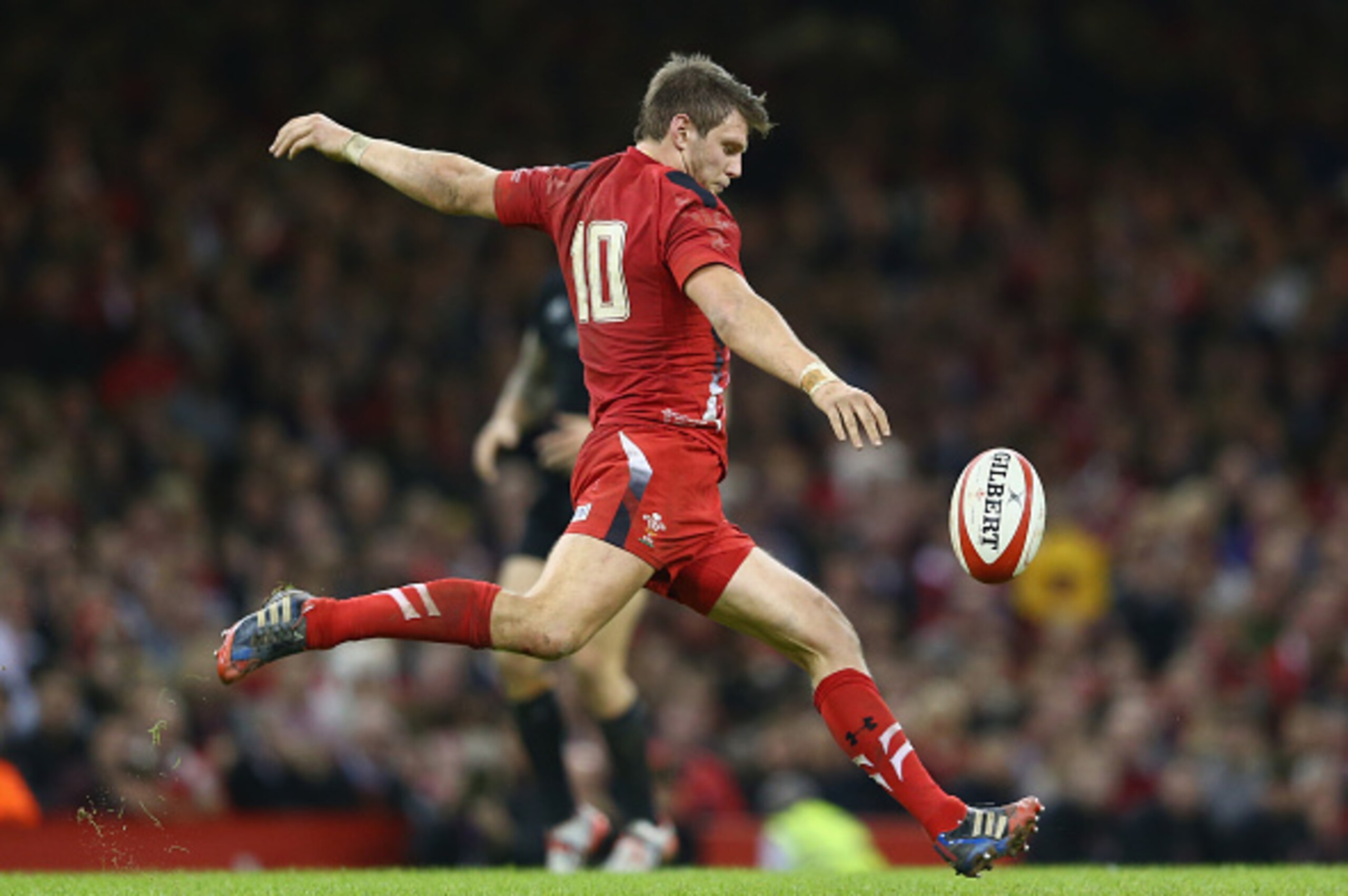 CARDIFF, WALES - NOVEMBER 22:  Dan Biggar of Wales during the International match between Wales and New Zealand at the Millennium Stadium on November 22, 2014 in Cardiff, Wales.  (Photo by Michael Steele/Getty Images)
