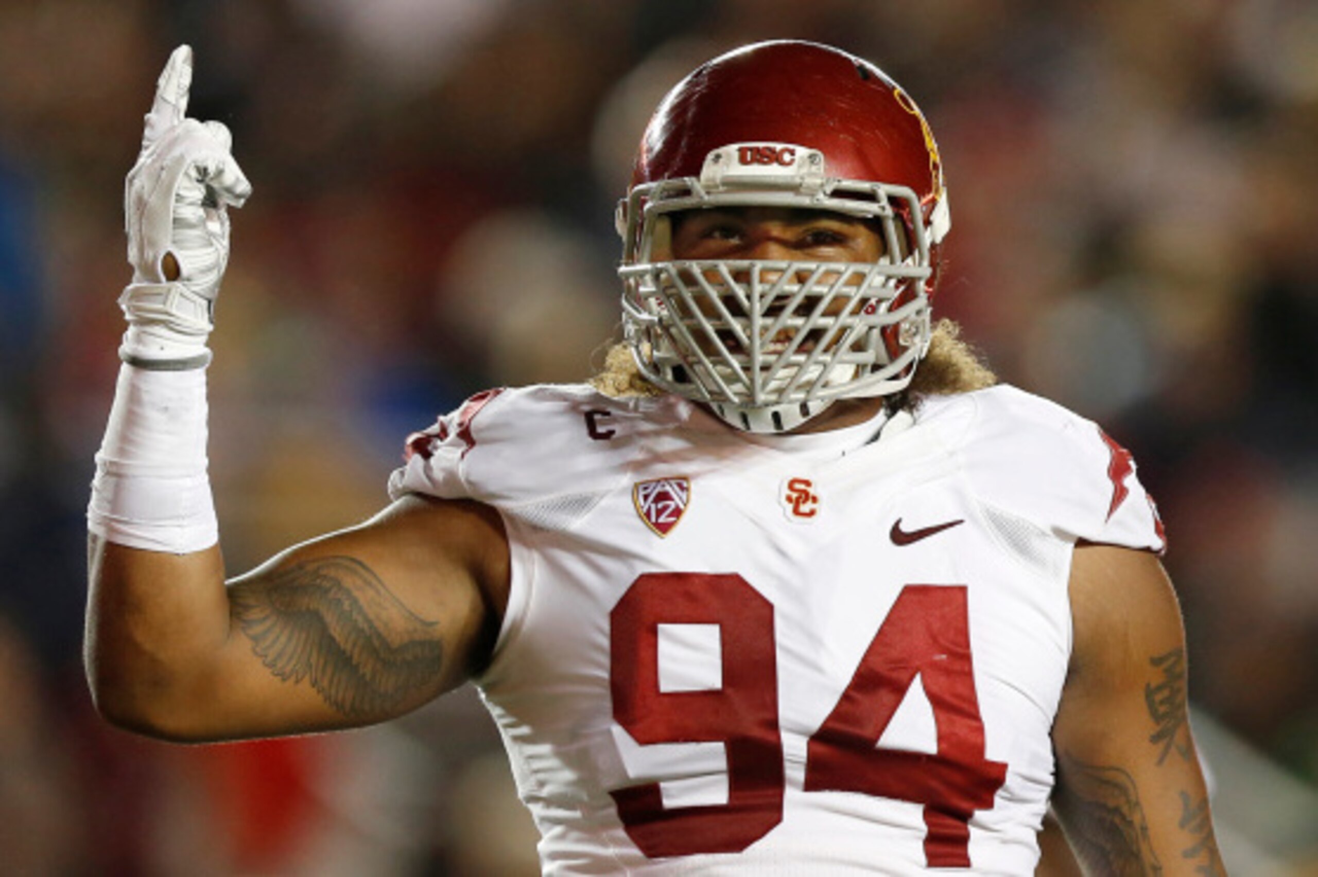 CHESTNUT HILL, MA - SEPTEMBER 13: Defensive end Leonard Williams #94 of the USC Trojans during the first half against the Boston College Eagles at Alumni Stadium on September 13, 2014 in Chestnut Hill, Massachusetts.  (Photo by Winslow Townson/Getty Image