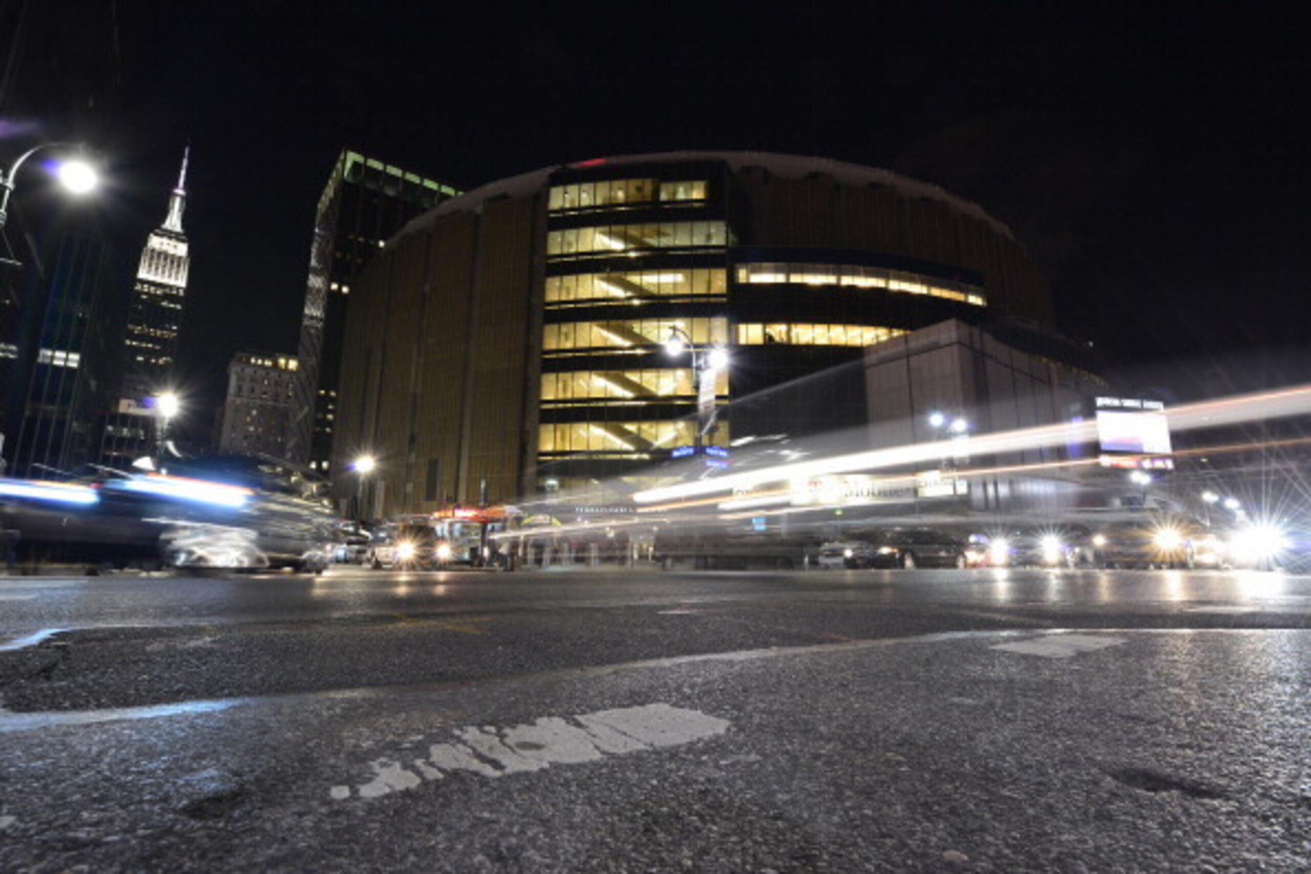 NEW YORK, NY - NOVEMBER 03:  A general view of the outside of Madison Square Garden before the Minnesota Timberwolves game against the New York Knicks November 3, 2013 at Madison Square Garden in New York City, New York. NOTE TO USER: User expressly ackno