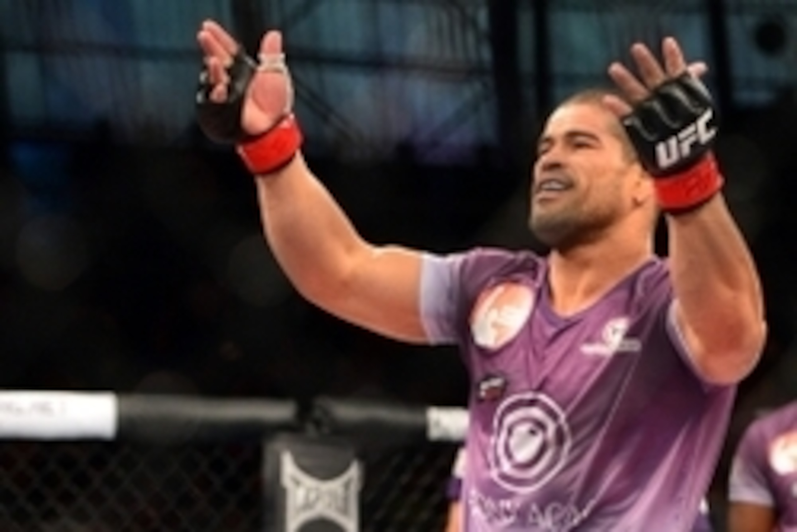 Oct 9, 2013; Barueri, Sao Paulo, Brazil; Rousimar Palhares reacts after defeating Mike Pierce (not pictured) during UFC Fight Night at Jose Correa Arena. Mandatory Credit: Jason Silva-USA TODAY Sports