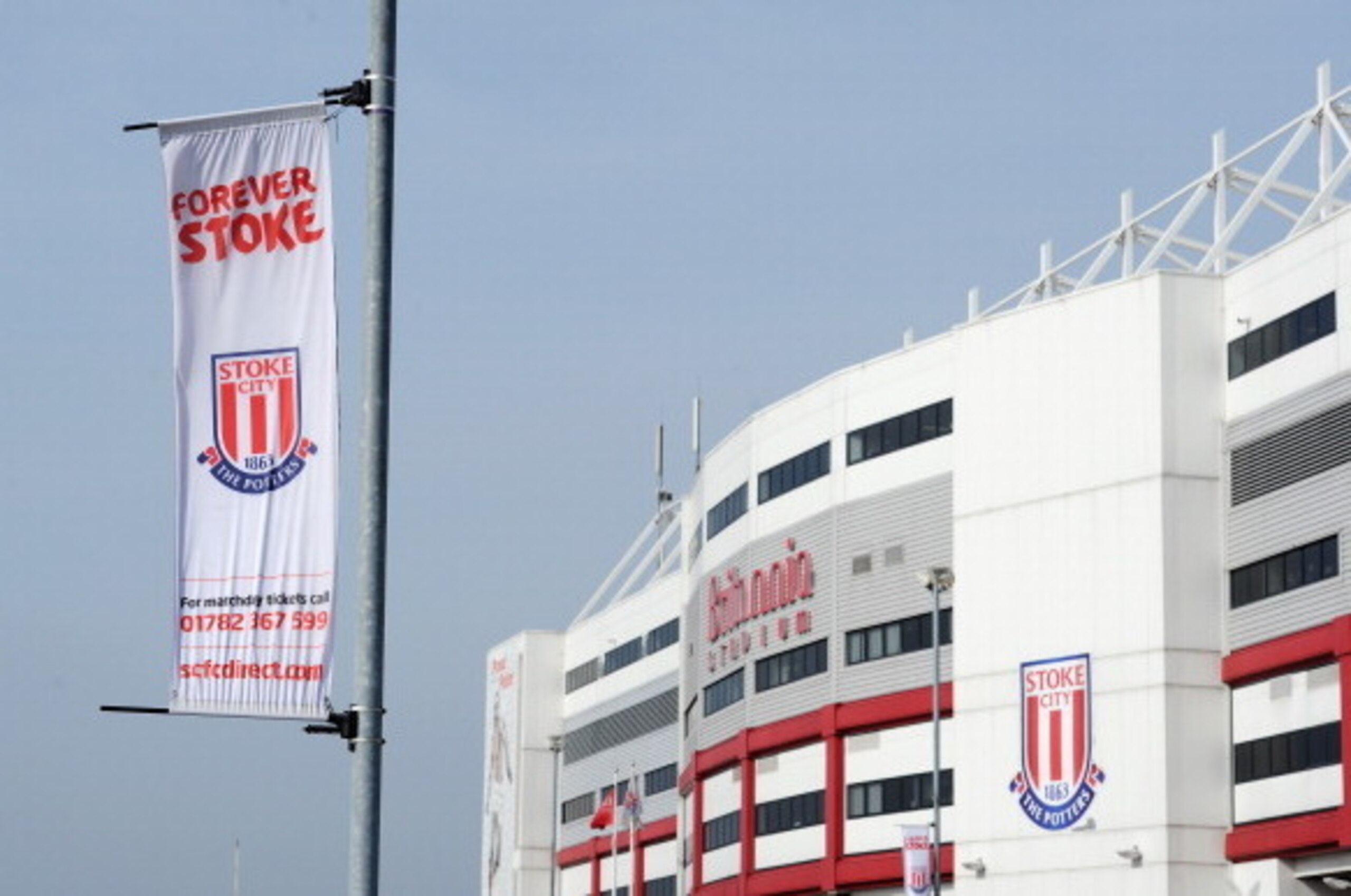 STOKE ON TRENT, ENGLAND - MARCH 29: A general view outside the ground prior to the Barclays Premier League match between Stoke City and Hull City at Britannia Stadium on March 29, 2014 in Stoke on Trent, England. (Photo by Chris Brunskill/Getty Images) STOKE ON TRENT, ENGLAND - MARCH 29: A general view outside the ground prior to the Barclays Premier League match between Stoke City and Hull City at Britannia Stadium on March 29, 2014 in Stoke on Trent, England. (Photo by Chris Brunskill/Getty Images)