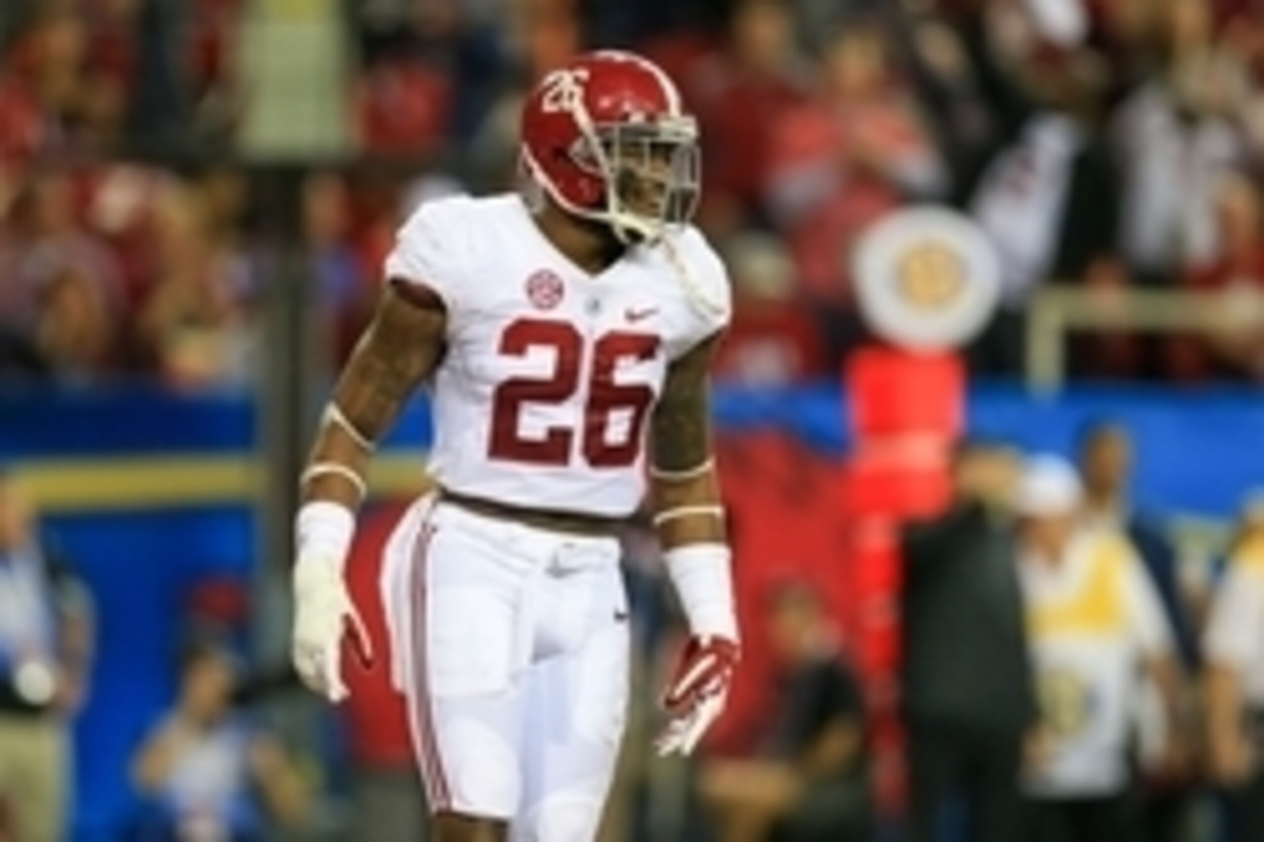 Dec 6, 2014; Atlanta, GA, USA; Alabama Crimson Tide defensive back Landon Collins (26) during the 2014 SEC Championship Game against the Missouri Tigers at the Georgia Dome. Mandatory Credit: Kevin Liles-USA TODAY Sports.