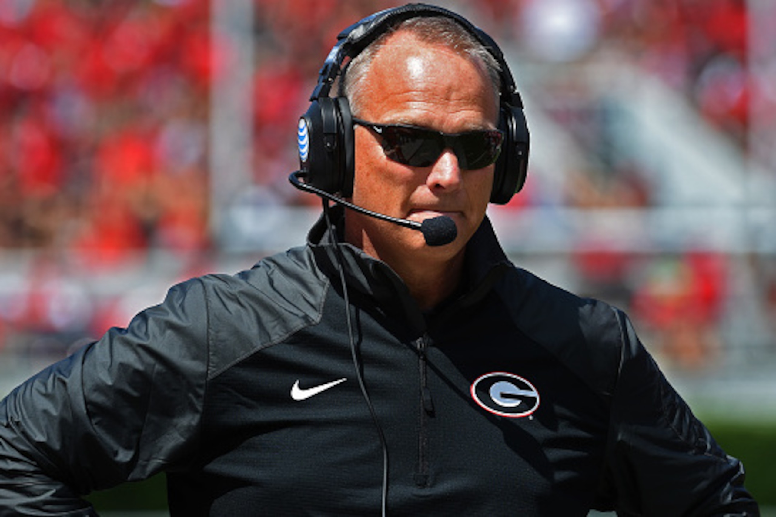 ATHENS, GA - SEPTEMBER 20: Head Coach Mark Richt of the Georgia Bulldogs watches the action against the Troy Trojans at Sanford Stadium on September 20, 2014 in Athens, Georgia. (Photo by Scott Cunningham/Getty Images)