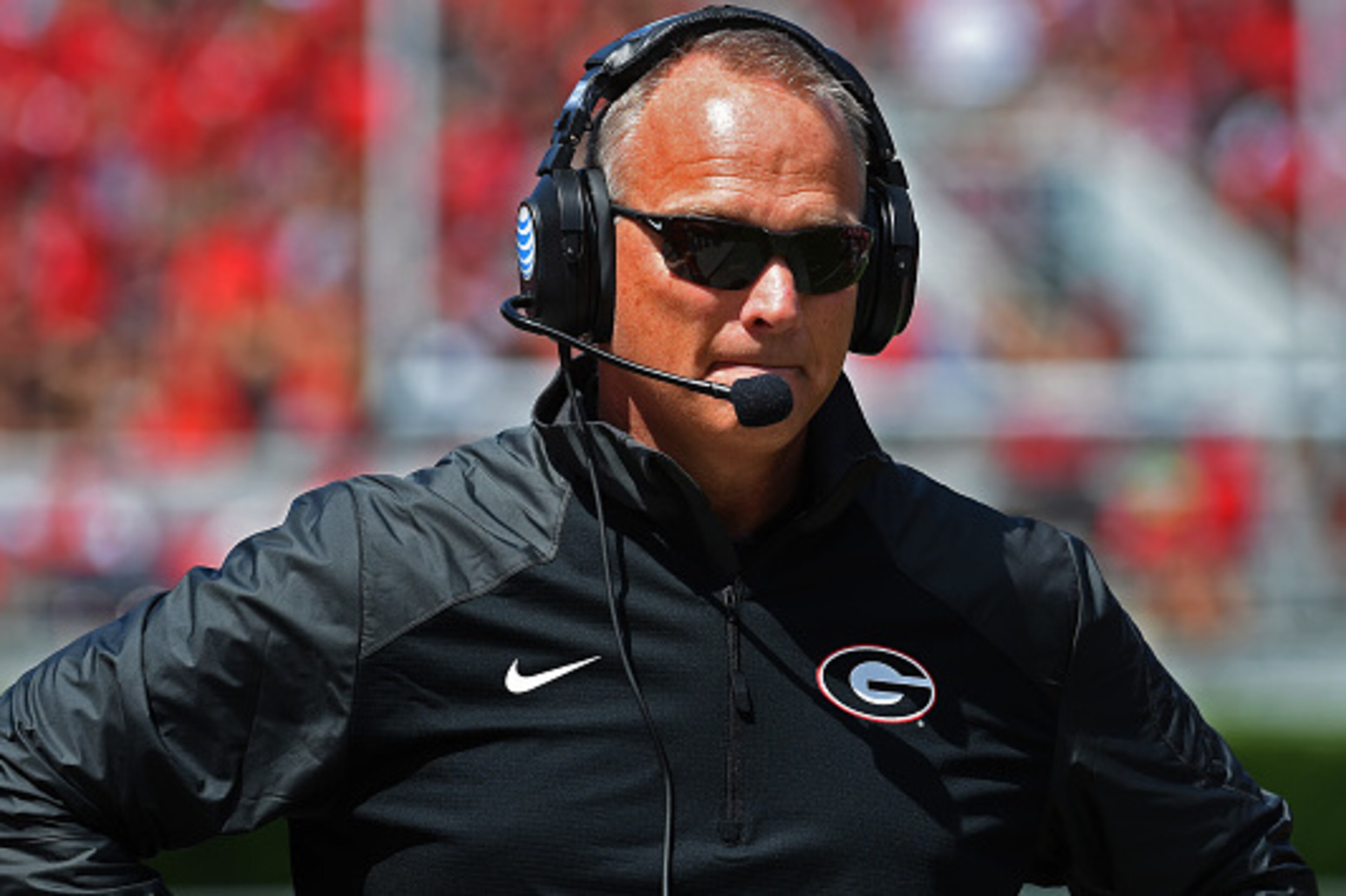 ATHENS, GA - SEPTEMBER 20: Head Coach Mark Richt of the Georgia Bulldogs watches the action against the Troy Trojans at Sanford Stadium on September 20, 2014 in Athens, Georgia. (Photo by Scott Cunningham/Getty Images)