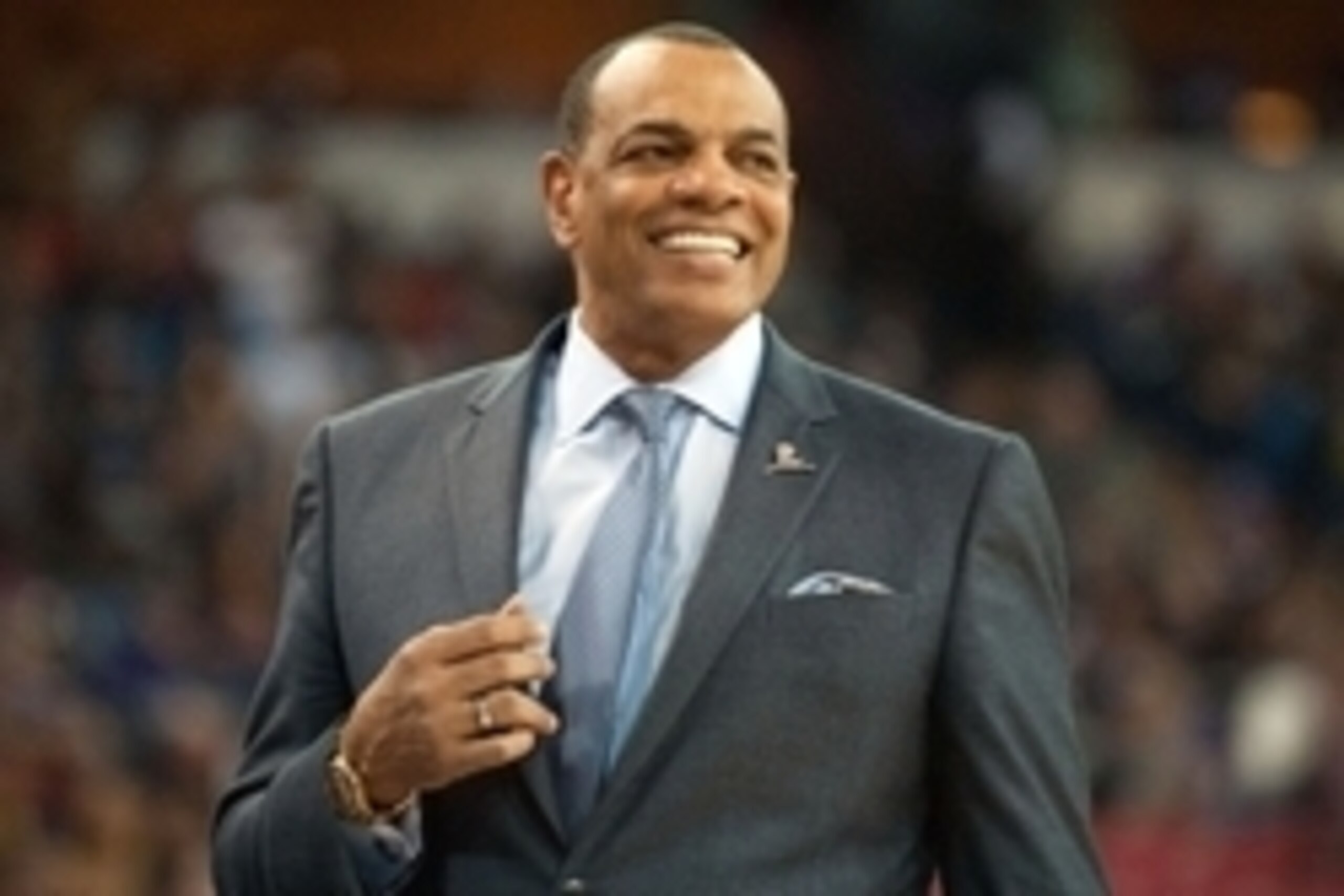 Jan 21, 2015; Sacramento, CA, USA; Brooklyn Nets head coach Lionel Hollins smiles on the sideline during the game against the Sacramento Kings at Sleep Train Arena. The Brooklyn Nets defeated the Sacramento Kings 103-100. Mandatory Credit: Ed Szczepanski-