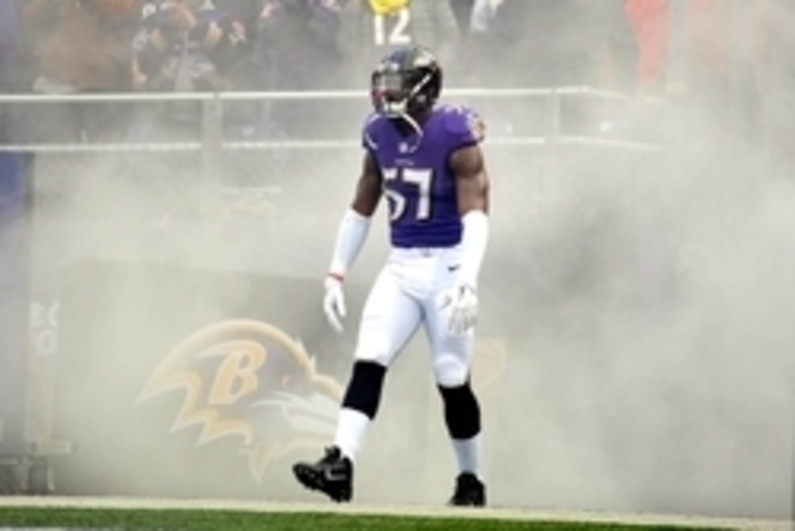 Nov 30, 2014; Baltimore, MD, USA; Baltimore Ravens linebacker C.J. Mosley (57) gets introduced prior to the game against the San Diego Chargers at M&T Bank Stadium. Mandatory Credit: Evan Habeeb-USA TODAY Sports