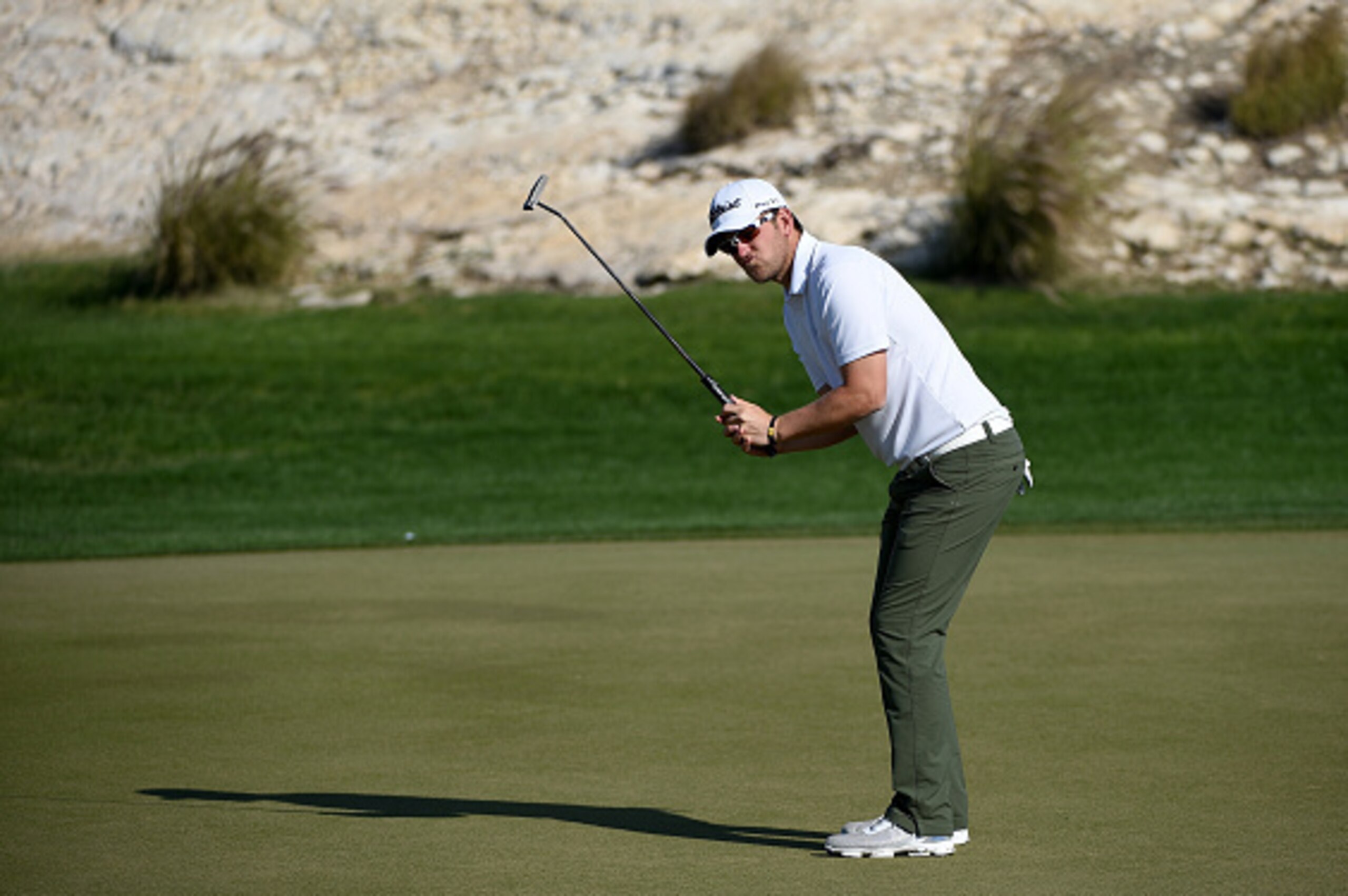 DOHA, QATAR - JANUARY 22:  Bernd Wiesberger of Austria in action during the second round of the Commercial Bank Qatar Masters at the Doha Golf Club on January 22, 2015 in Doha, Qatar.  (Photo by Ross Kinnaird/Getty Images)