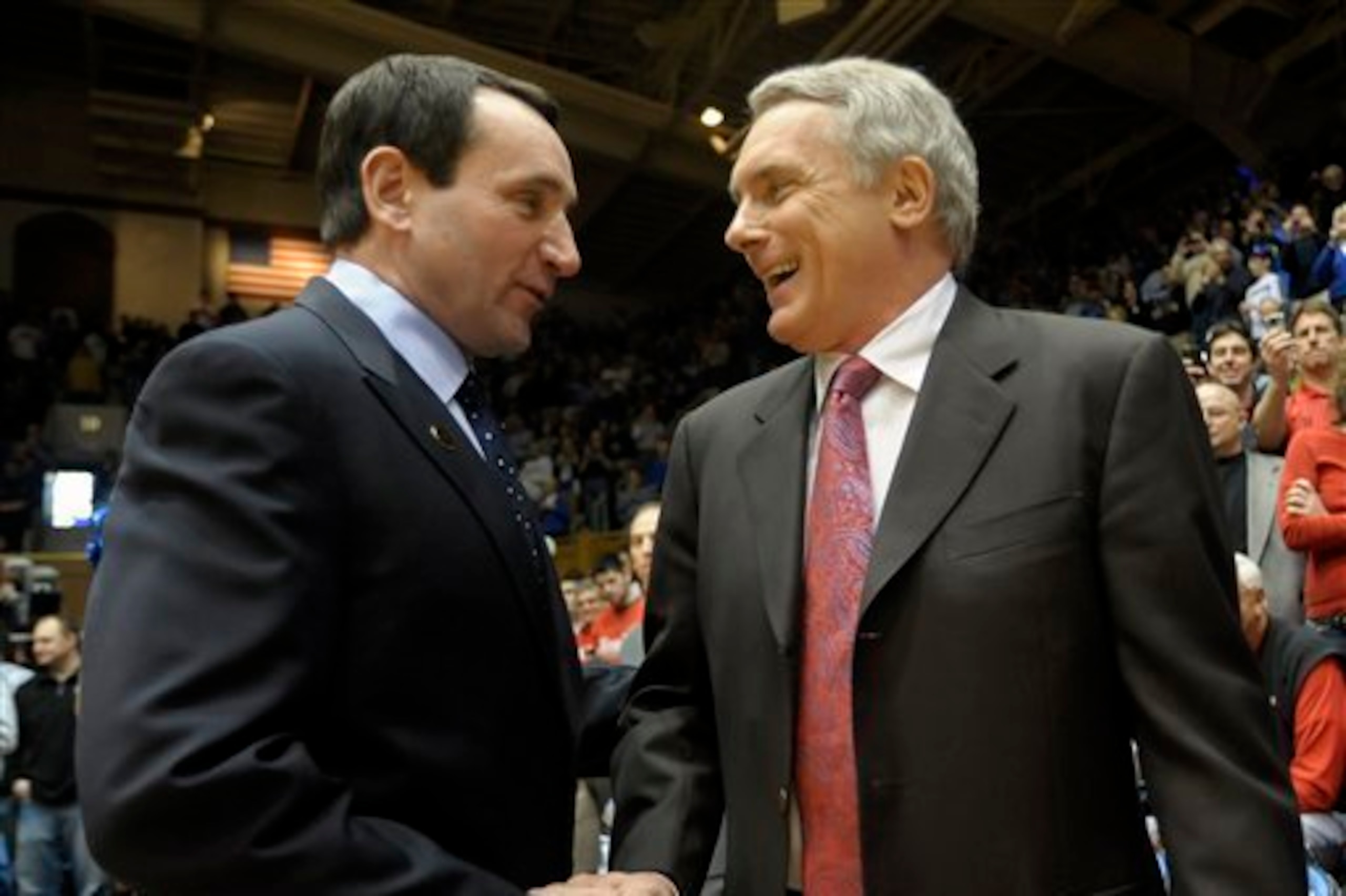 Krzyzewski and Williams at a Duke-Maryland battle.