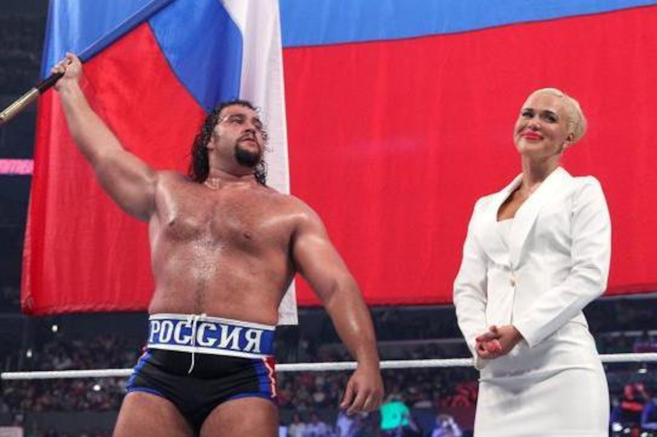 Rusev celebrating a win Rusev celebrating a win