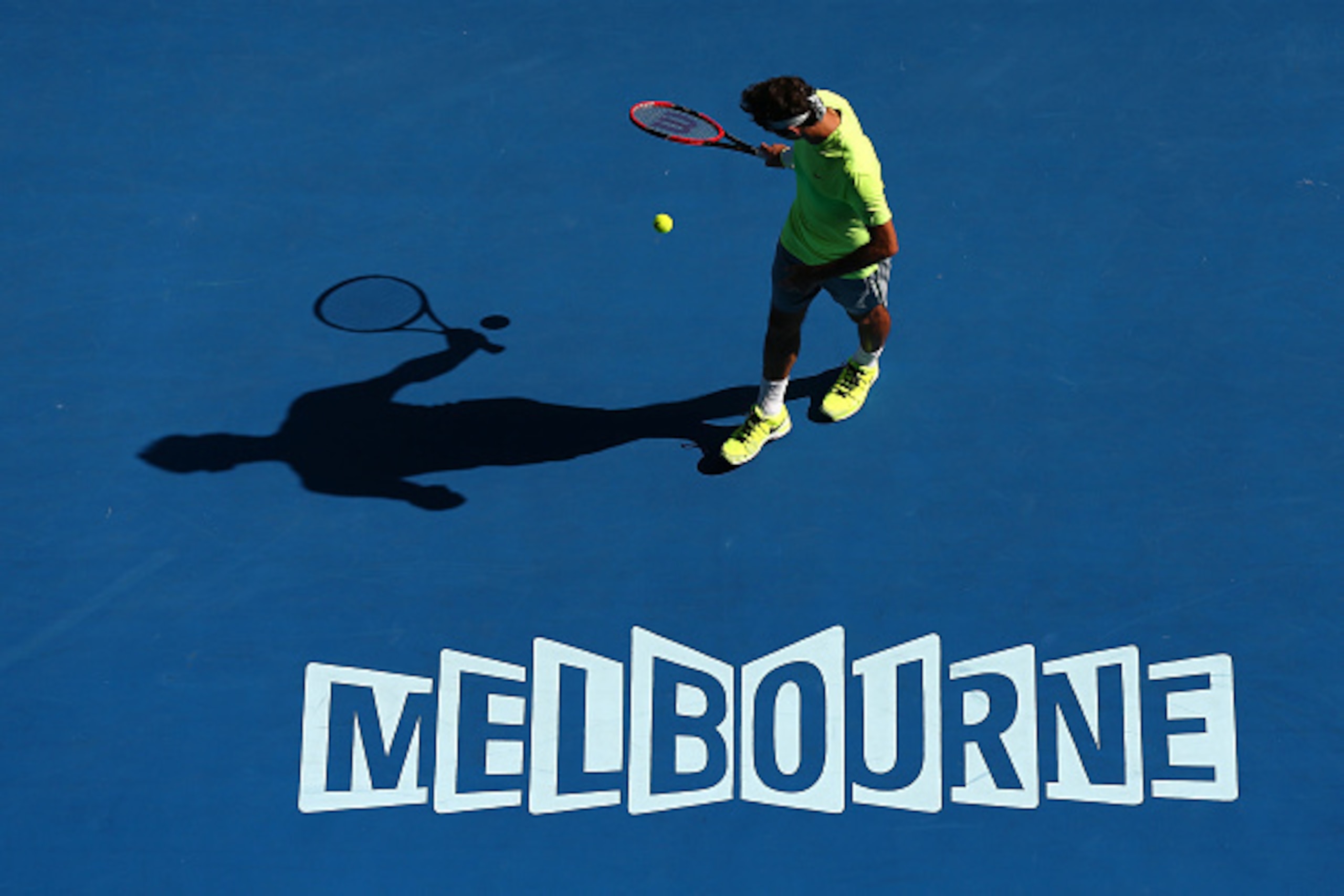 MELBOURNE, AUSTRALIA - JANUARY 23:  Roger Federer of Switzerland reacts in his third round match against Andreas Seppi of Italy during day five of the 2015 Australian Open at Melbourne Park on January 23, 2015 in Melbourne, Australia.  (Photo by Cameron S