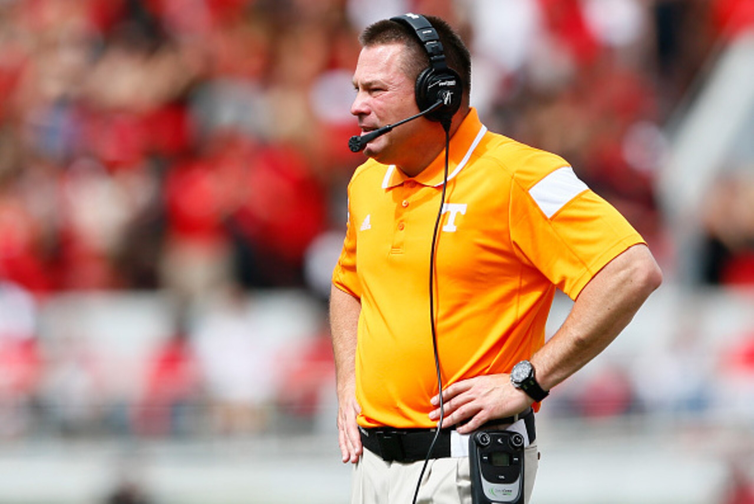 ATHENS, GA - SEPTEMBER 27: Head coach Butch Jones of the Tennessee Volunteers looks on during the game against the Georgia Bulldogs at Sanford Stadium on September 27, 2014 in Athens, Georgia. (Photo by Kevin C. Cox/Getty Images) ATHENS, GA - SEPTEMBER 27: Head coach Butch Jones of the Tennessee Volunteers looks on during the game against the Georgia Bulldogs at Sanford Stadium on September 27, 2014 in Athens, Georgia. (Photo by Kevin C. Cox/Getty Images)