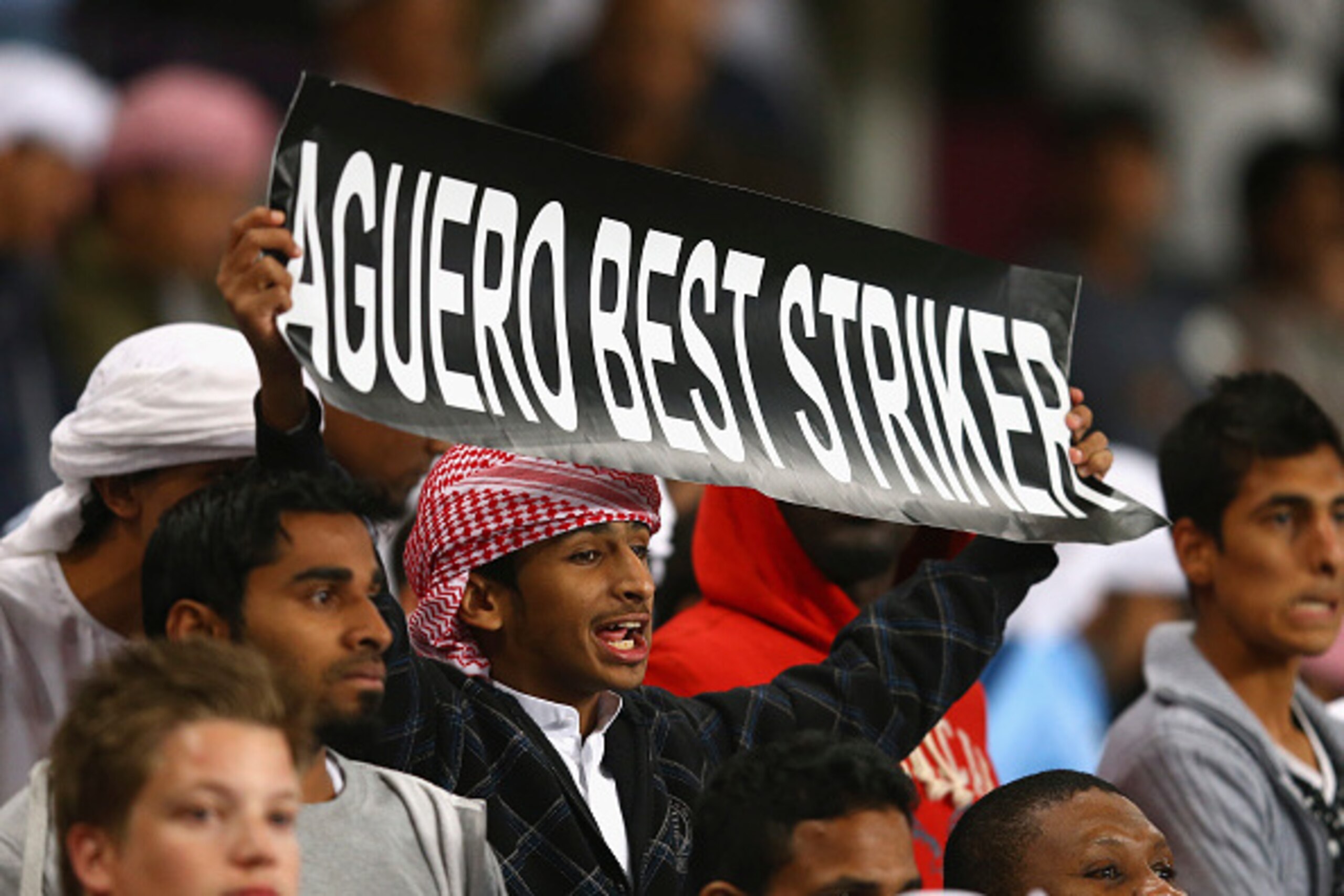 AL AIN, UNITED ARAB EMIRATES - JANUARY 21:  Manchester City is pictured during the friendly match between Hamburg SV and Manchester City at Hazza bin Zayed Stadium on January 21, 2015 in Al Ain, United Arab Emirates.  (Photo by Francois Nel/Getty Images)